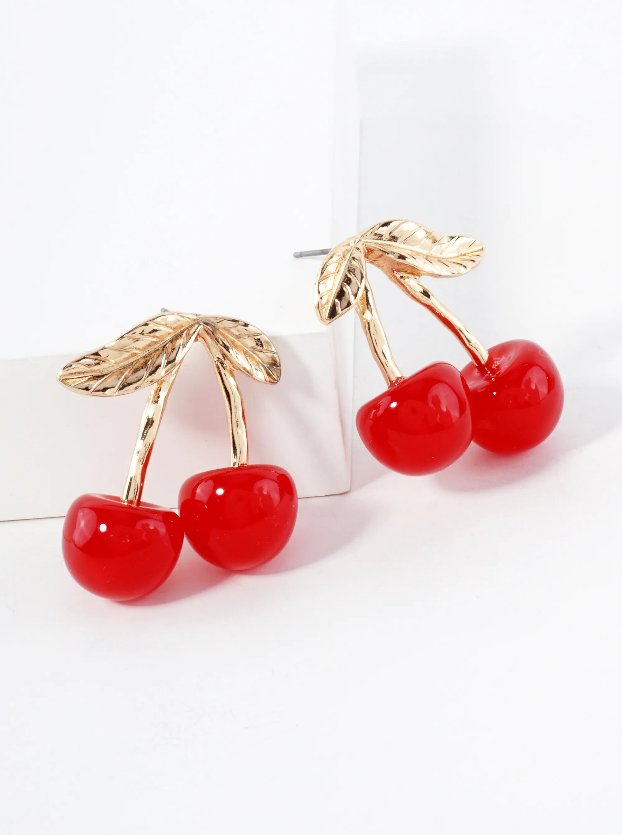 Cherry Drop Sweet Red Fruit Statement Earrings