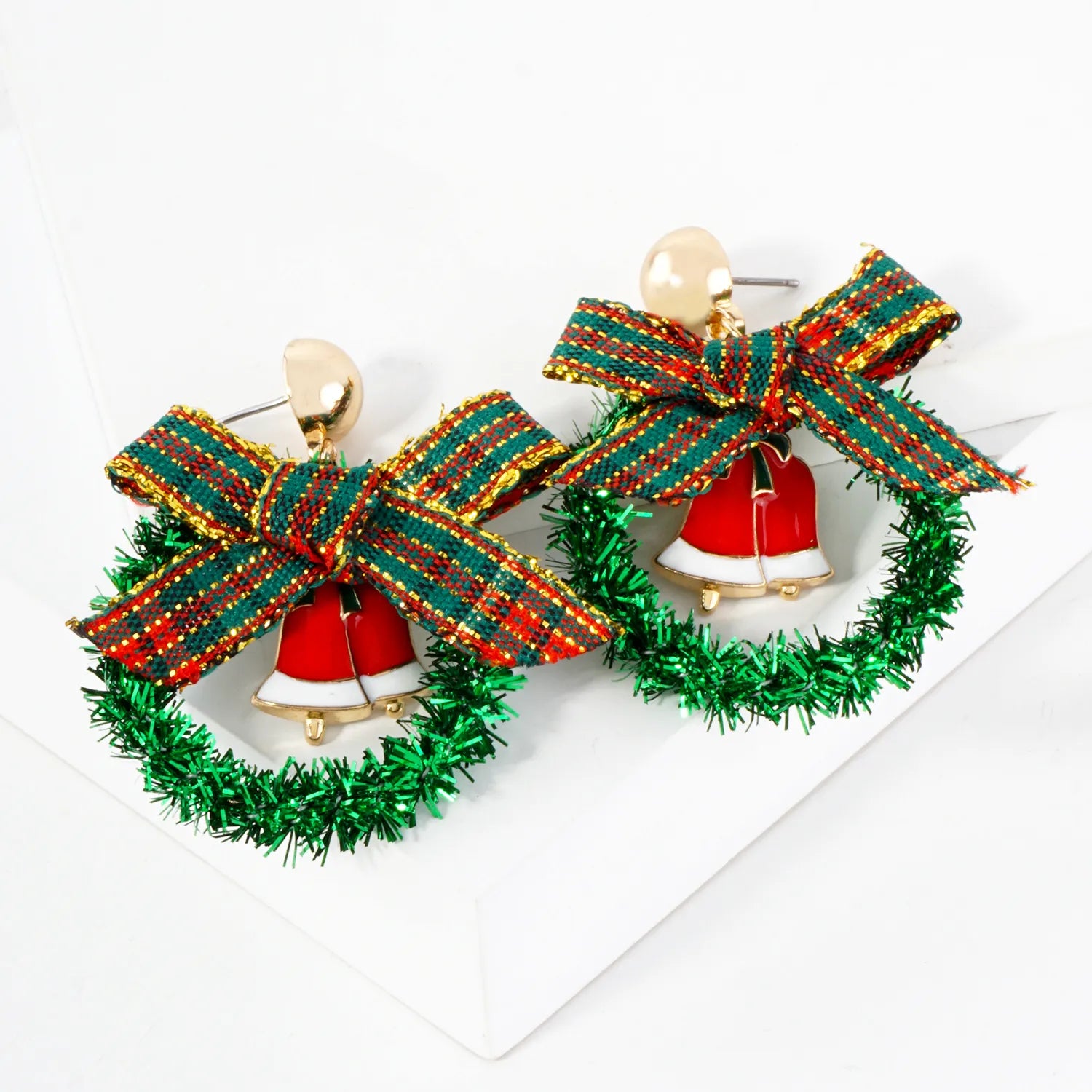Christmas Bell Wreath Statement Earrings