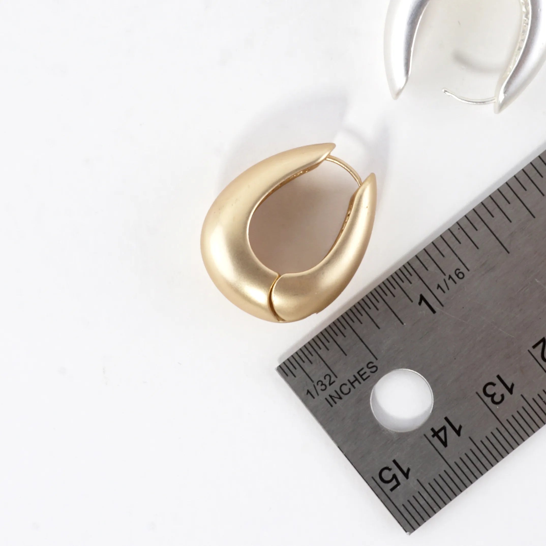 Chunky Sculpt Crescent Hoop Earrings Bottom HInge