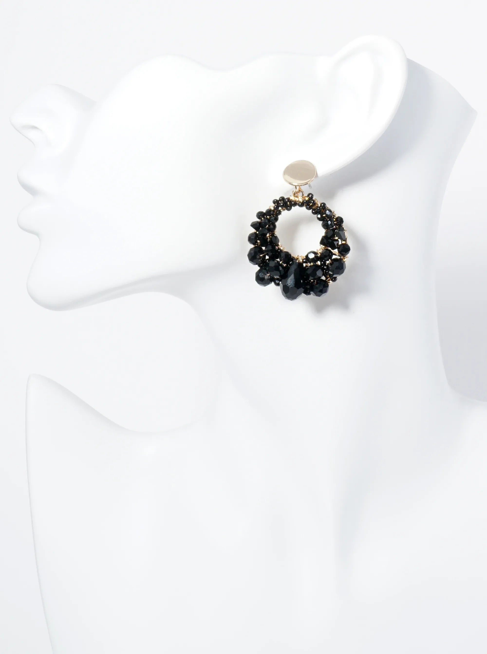 Circle Drop Earrings With Intricate Wire-Wrapped Glass Beads