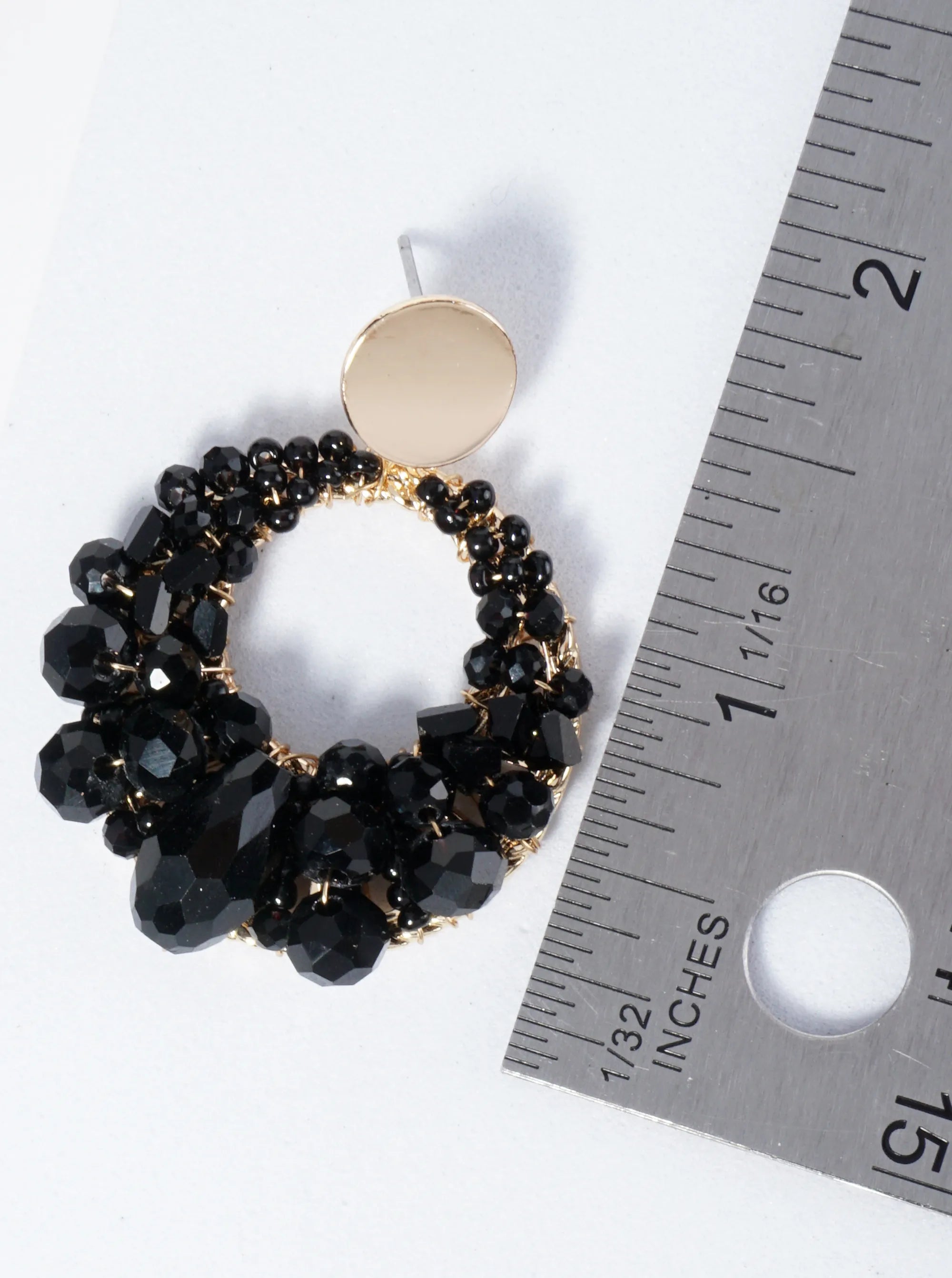 Circle Drop Earrings With Intricate Wire-Wrapped Glass Beads