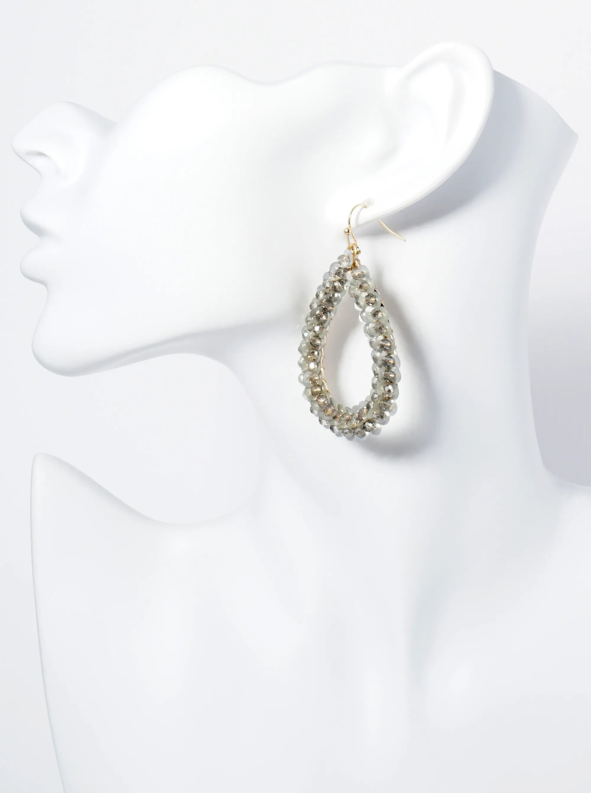 Combination Of Glass Beads And Sequins Teardrop Earrings