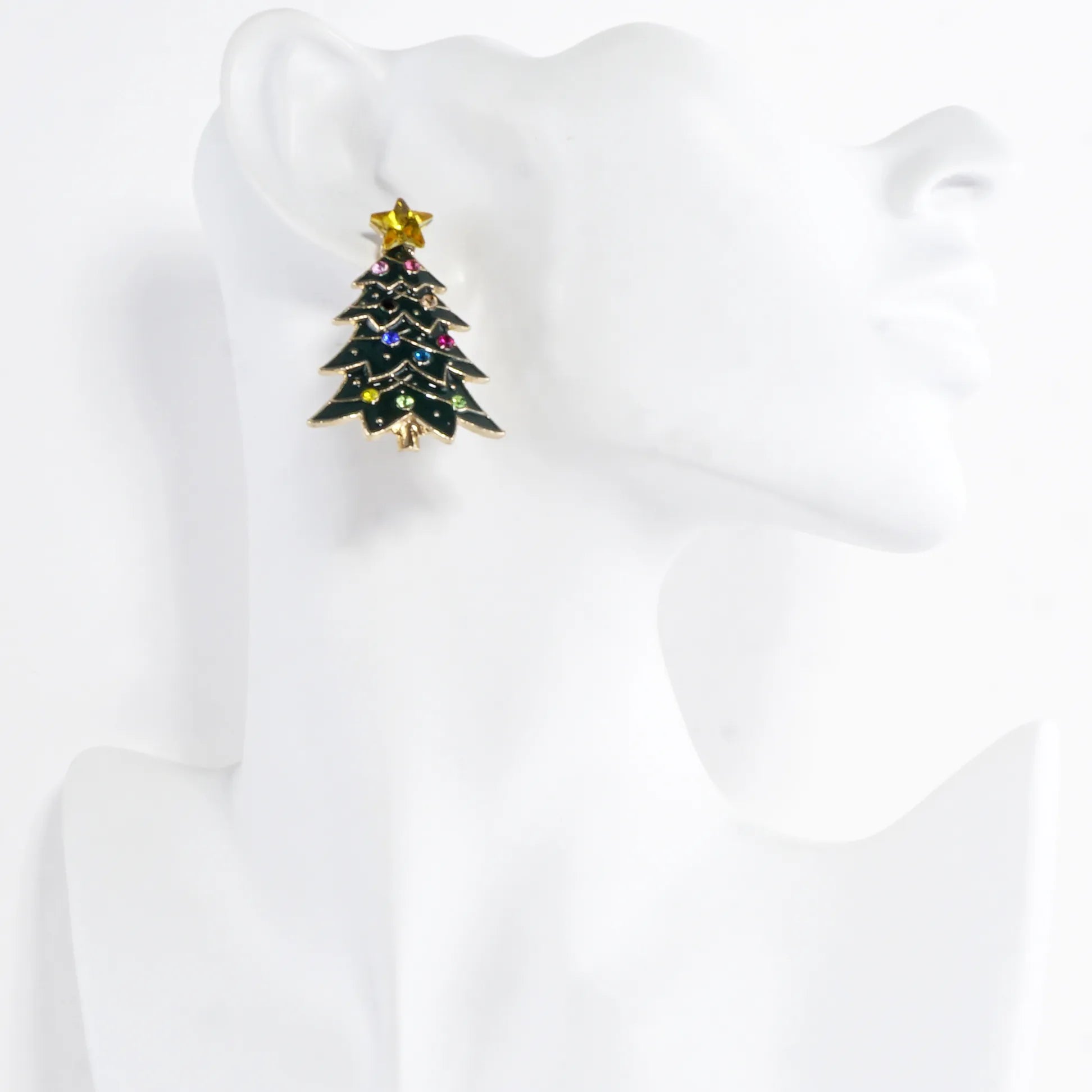 Crystal Christmas Tree Earrings With Star Topper