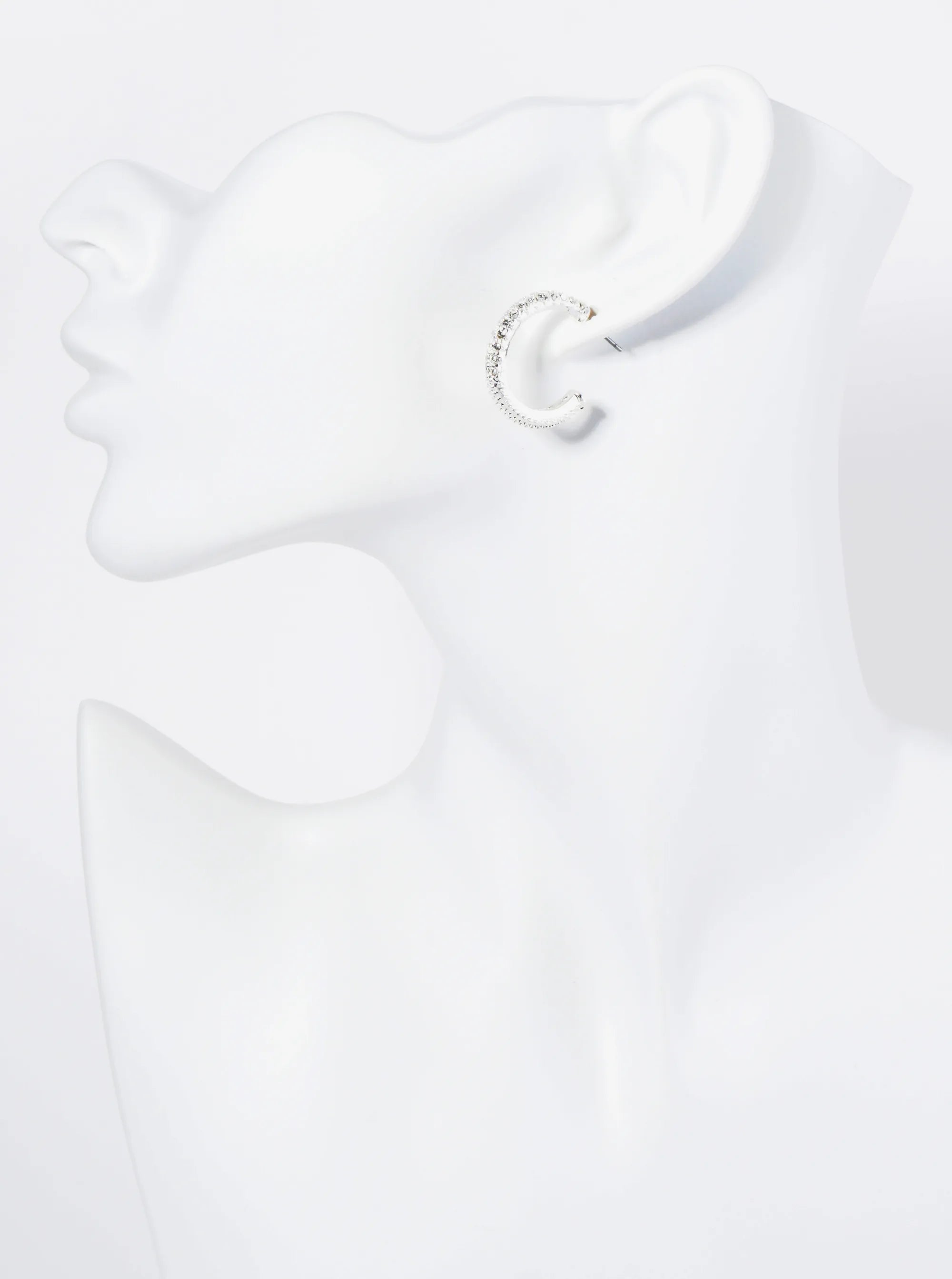 Crystal Pave 20mm Textured Open Hoop Earrings