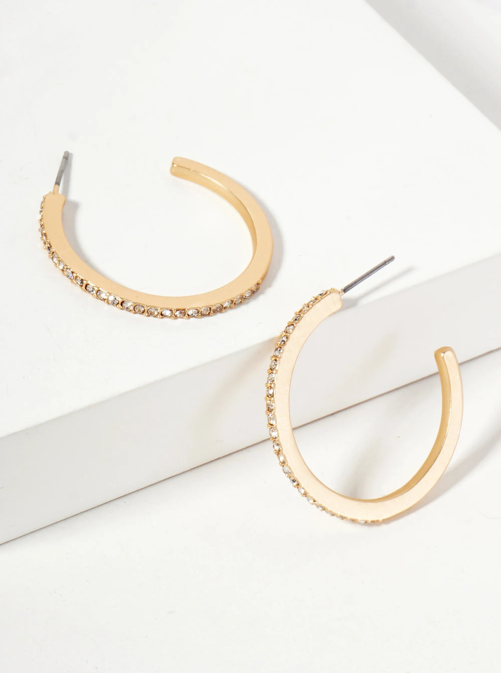 Crystal-Pave 30mm Lightweight Open Hoop Earrings