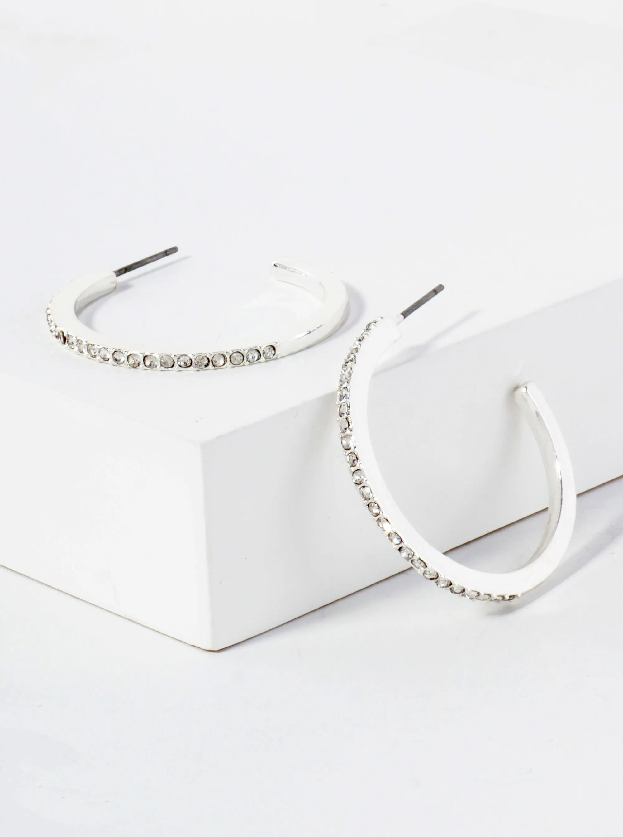 Crystal-Pave 30mm Lightweight Open Hoop Earrings