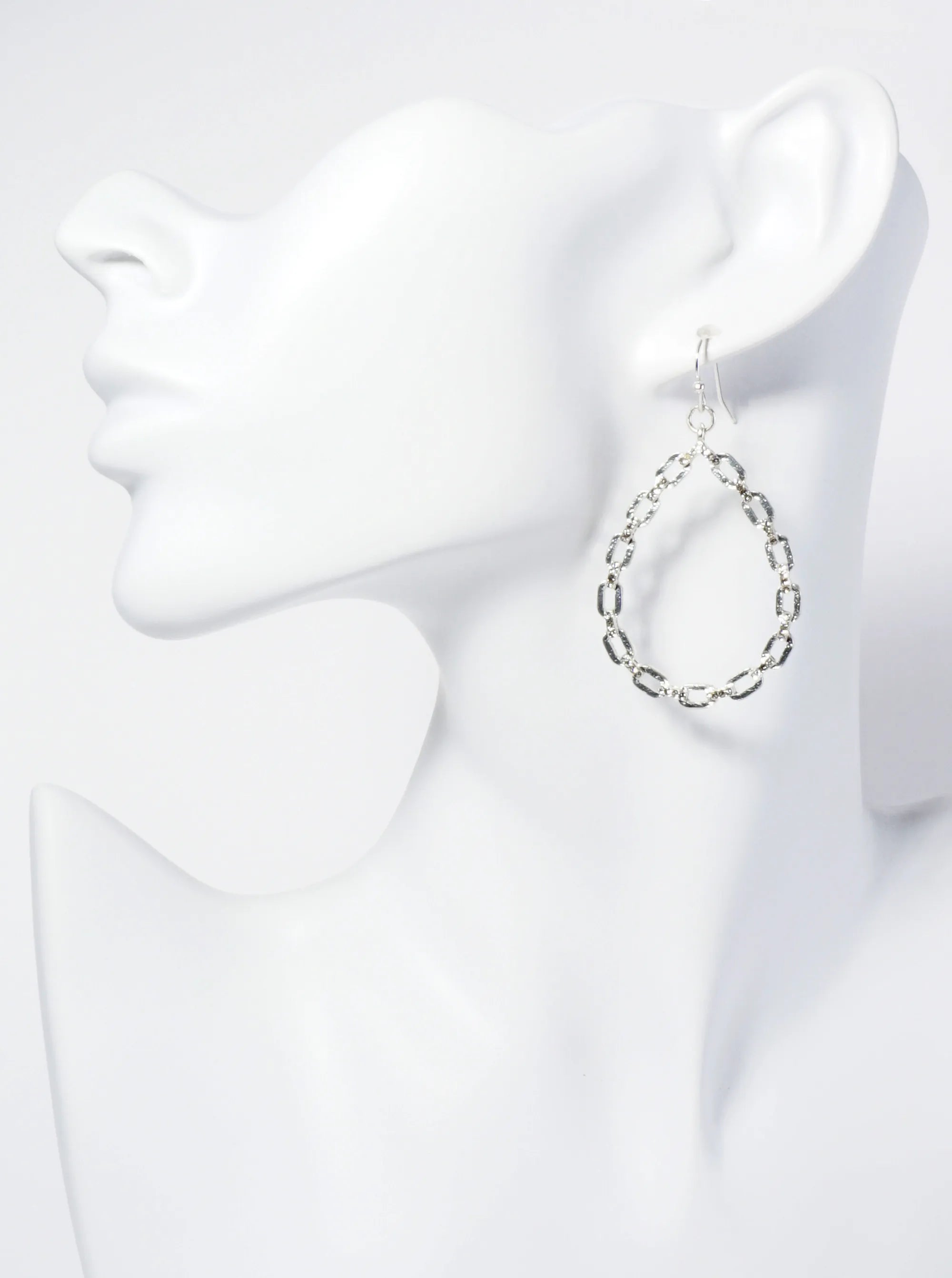Crystal Pave Chain Teardrop Dangle Drop Earrings