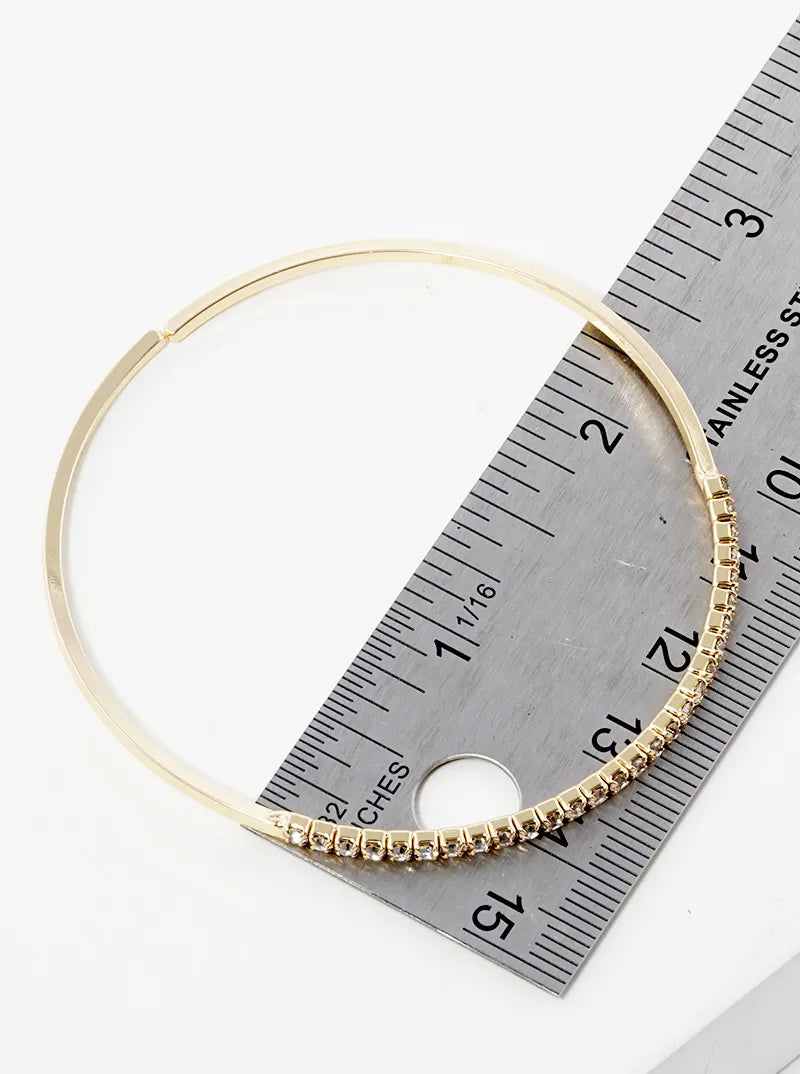 Crystal Pave Delicate Stretch Open Cuff Bracelet