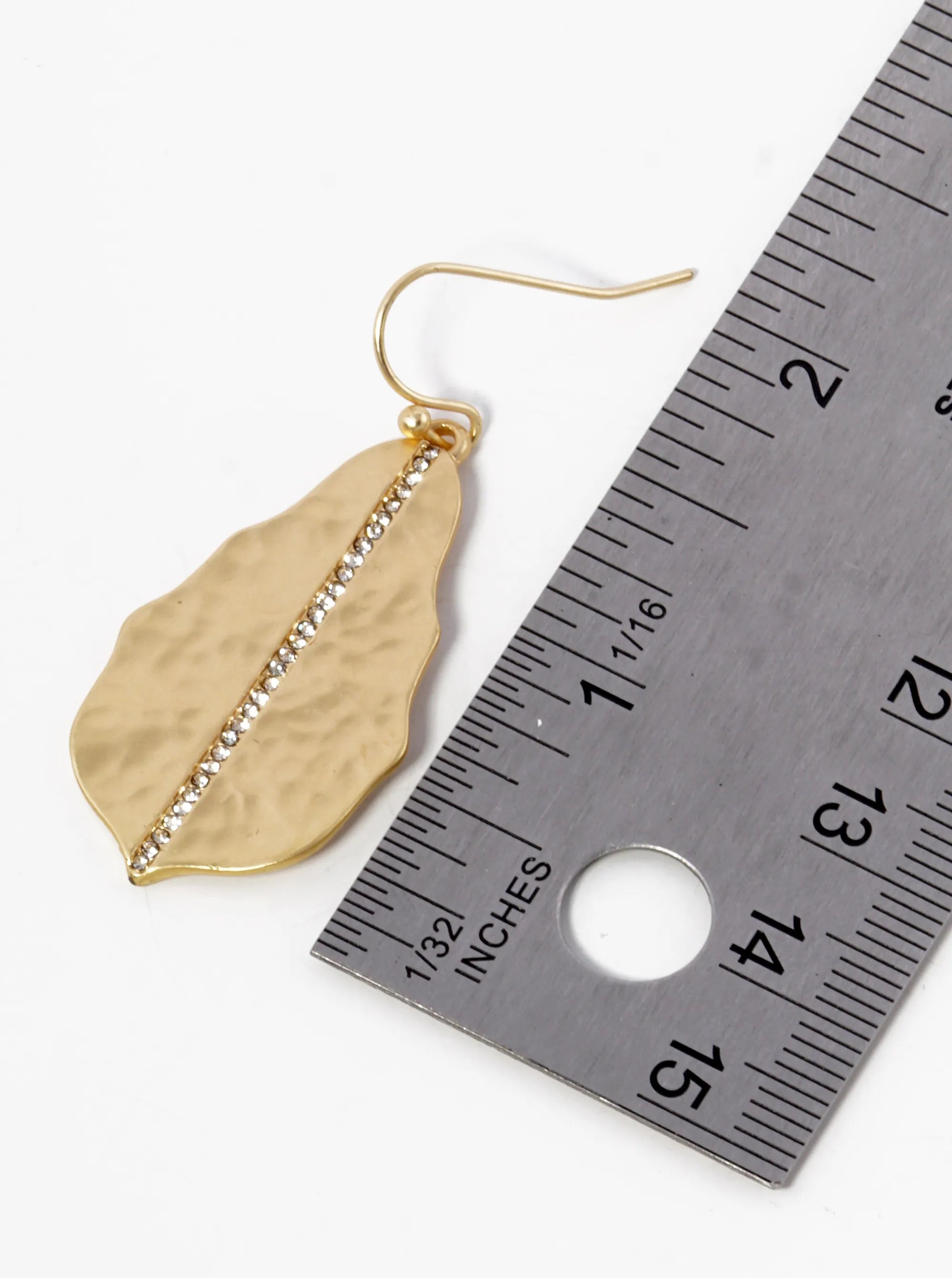 Crystal Pave Hammered Metal Dangle Drop Earrings