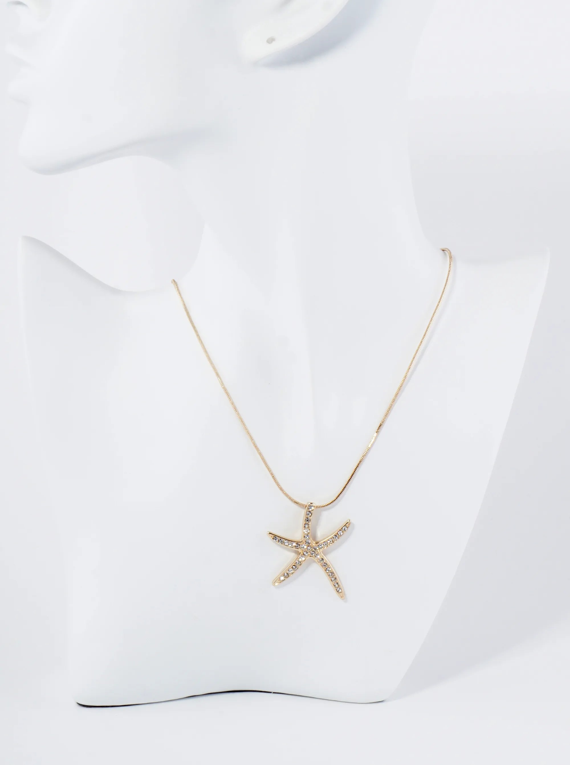 Crystal Pave Starfish Sea Star Pendant Necklace