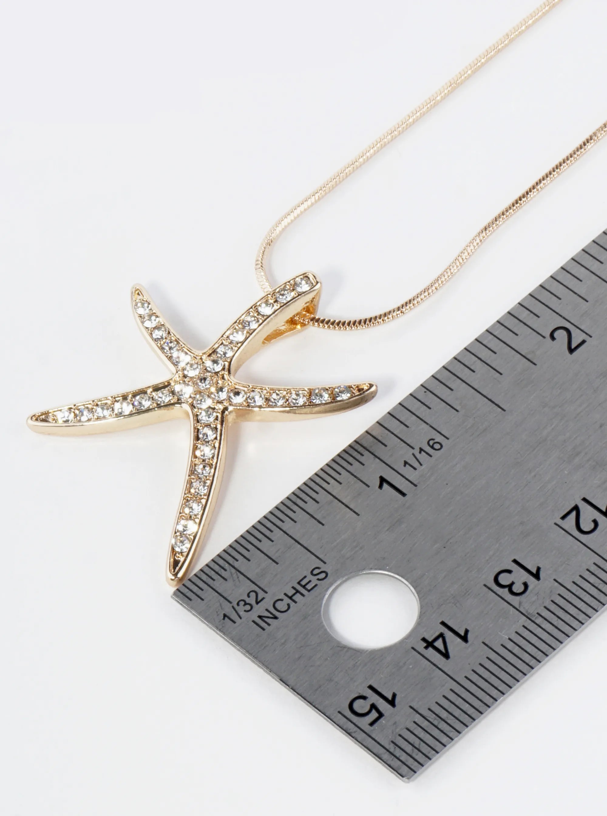 Crystal Pave Starfish Sea Star Pendant Necklace