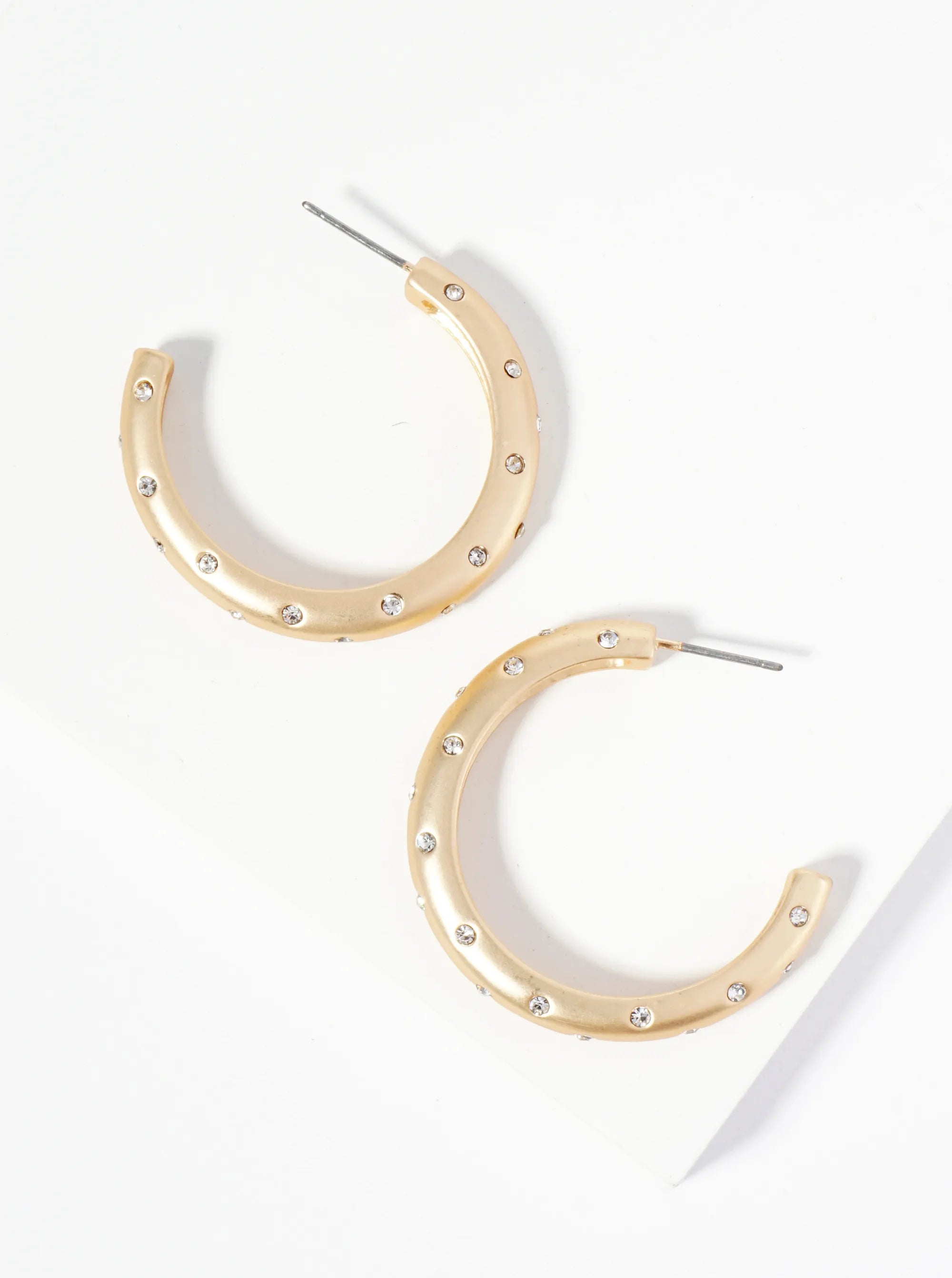 Crystal Studded 35mm Open Hoop Earrings
