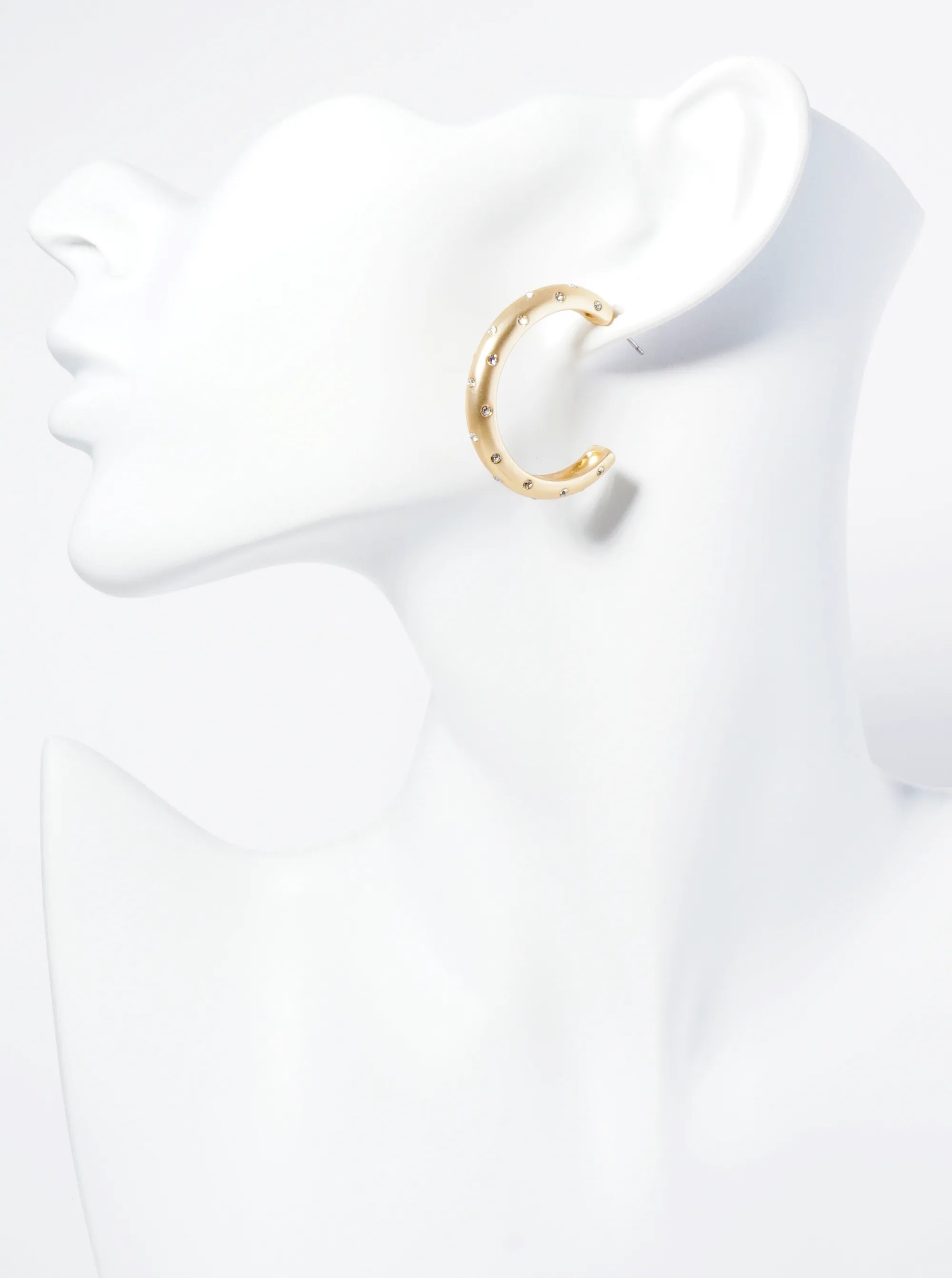Crystal Studded 35mm Open Hoop Earrings