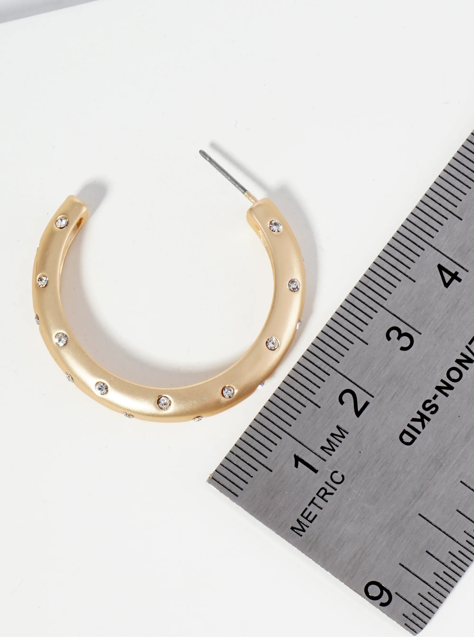 Crystal Studded 35mm Open Hoop Earrings