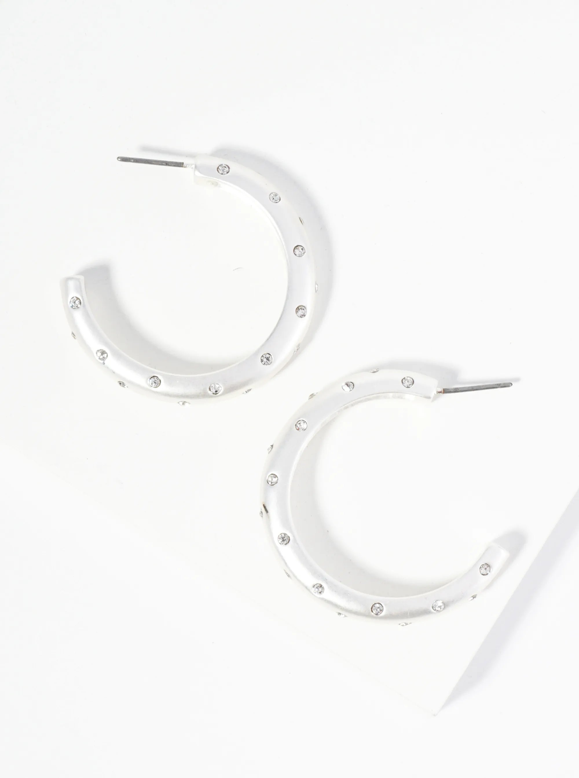 Crystal Studded 35mm Open Hoop Earrings