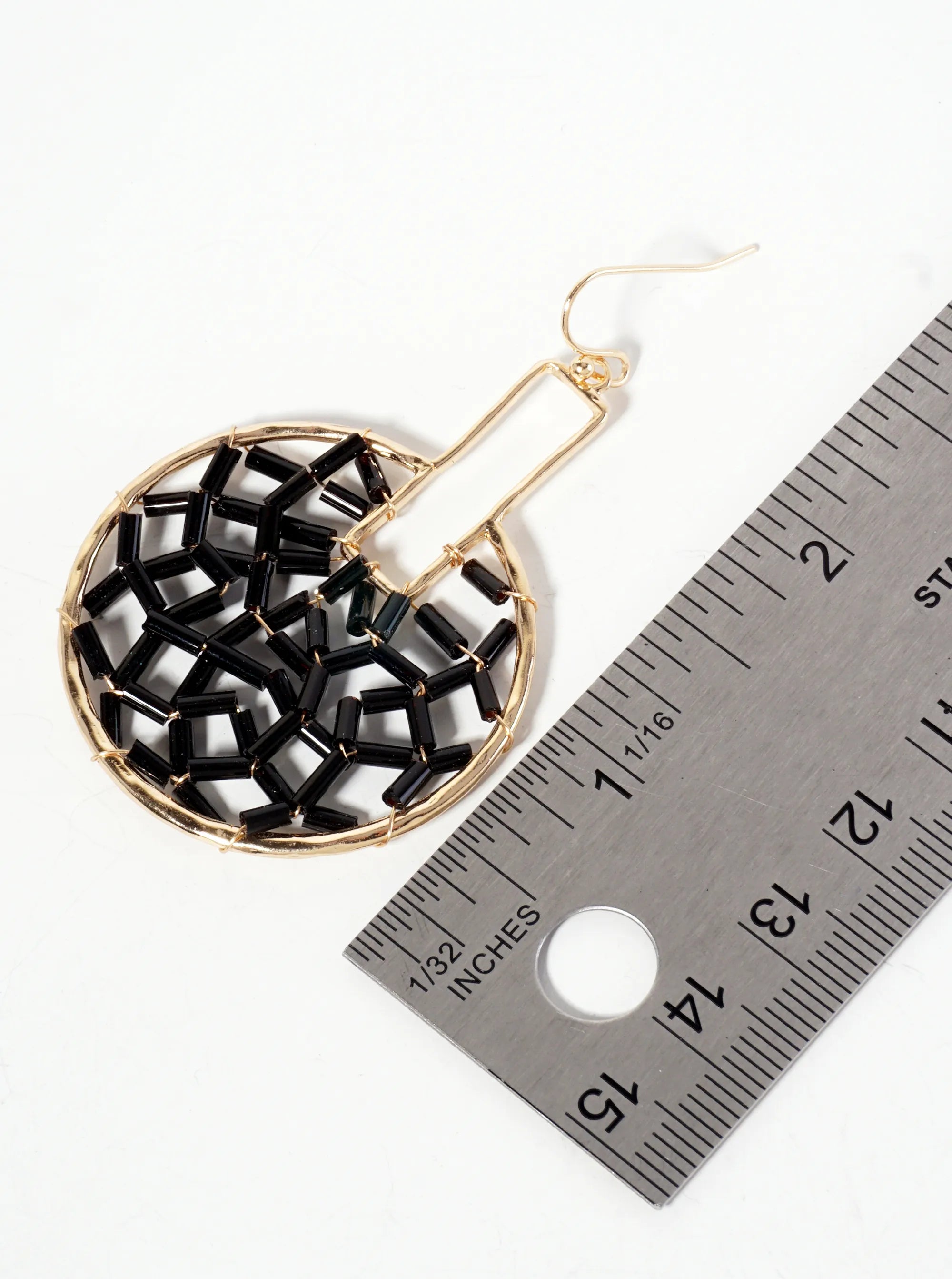 Cylinder-Beads Wire-Wrapped Geometric Statement Earrings