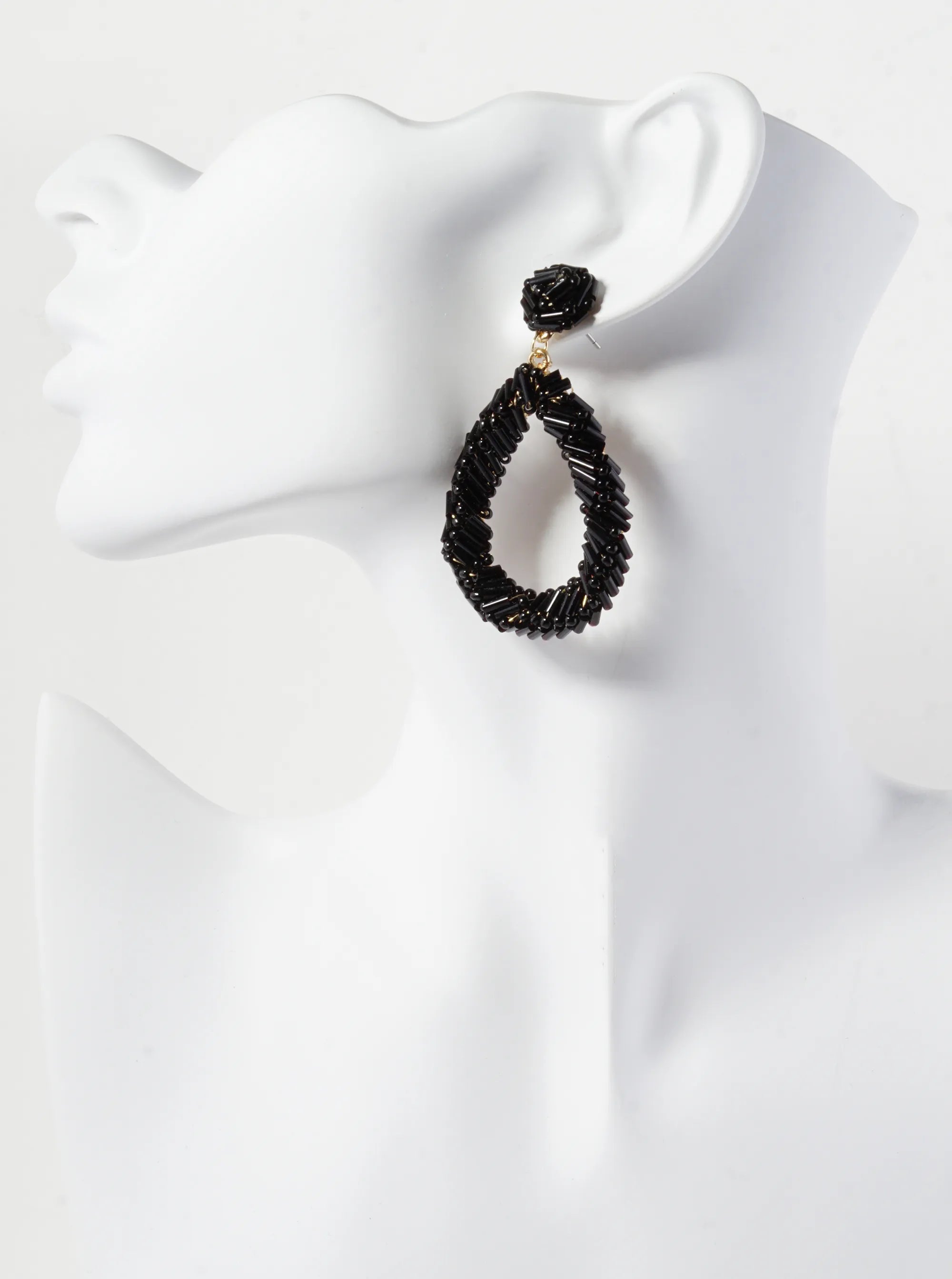 Cylinder Beads Wired Teardrop Dangle Drop Earrings