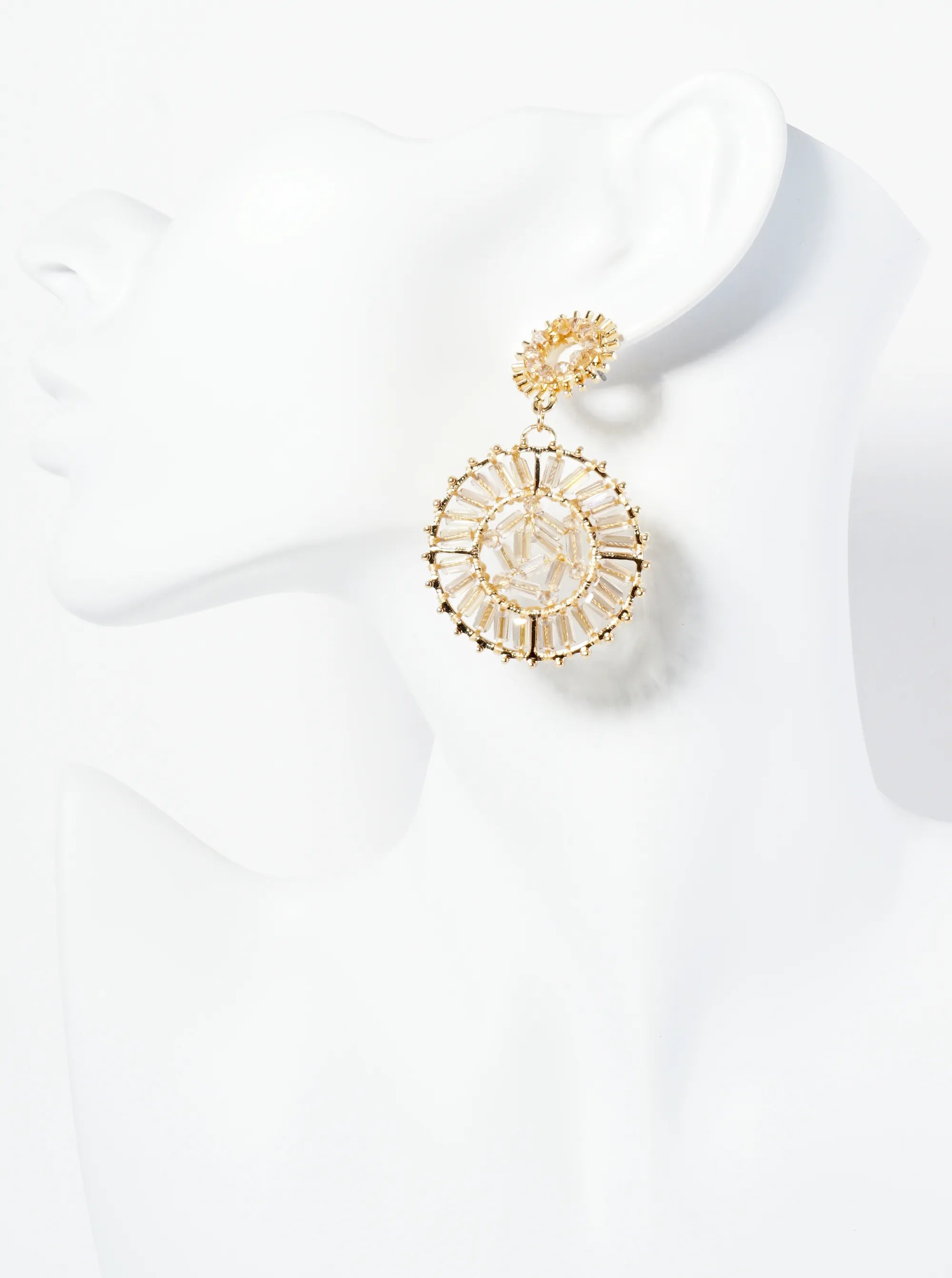 Double Circle Drop Earrings Adorned With Glass Beads