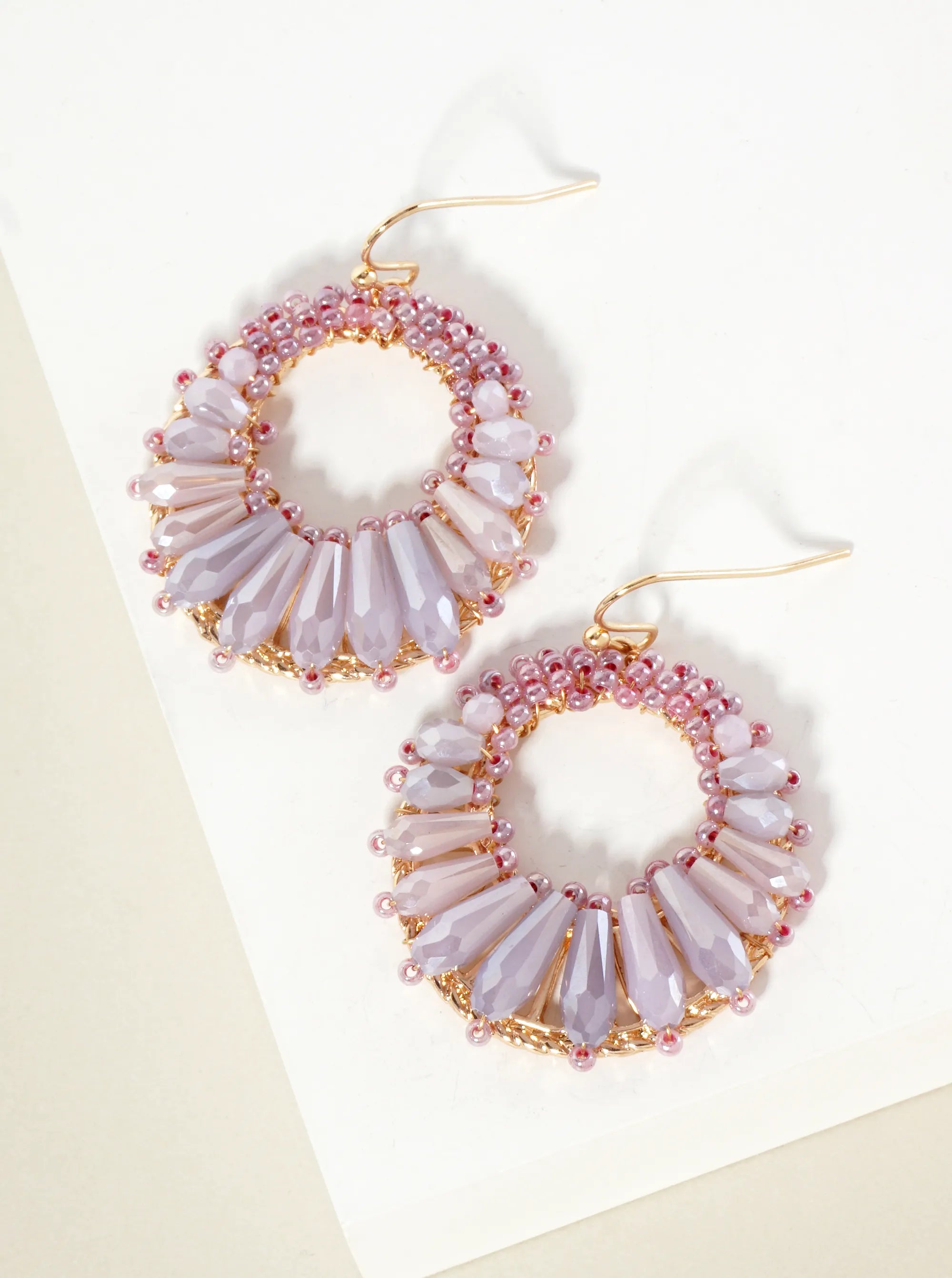 Dynamic Glass Beads Wire-Wrapped Round Dangle Earrings