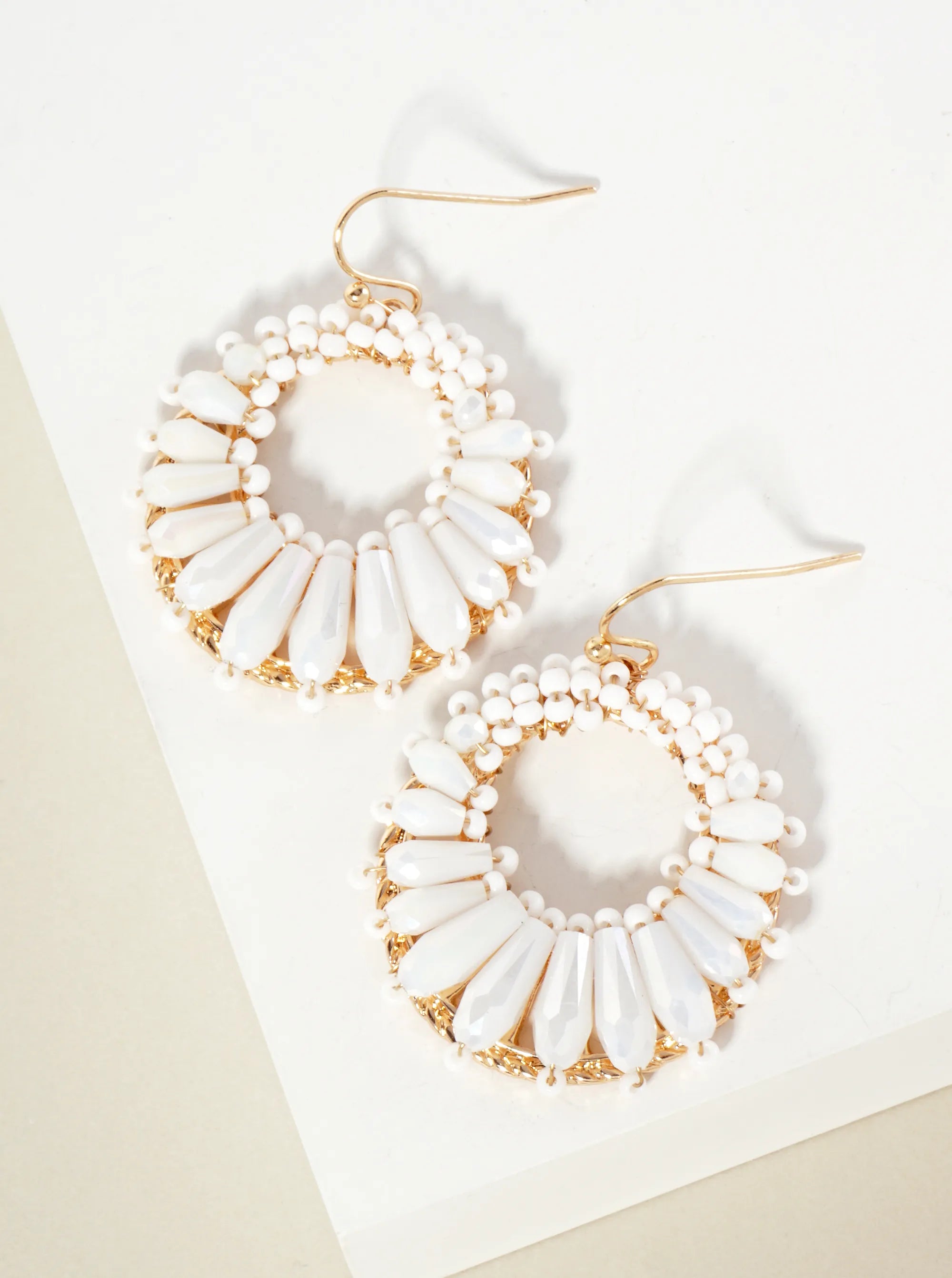 Dynamic Glass Beads Wire-Wrapped Round Dangle Earrings