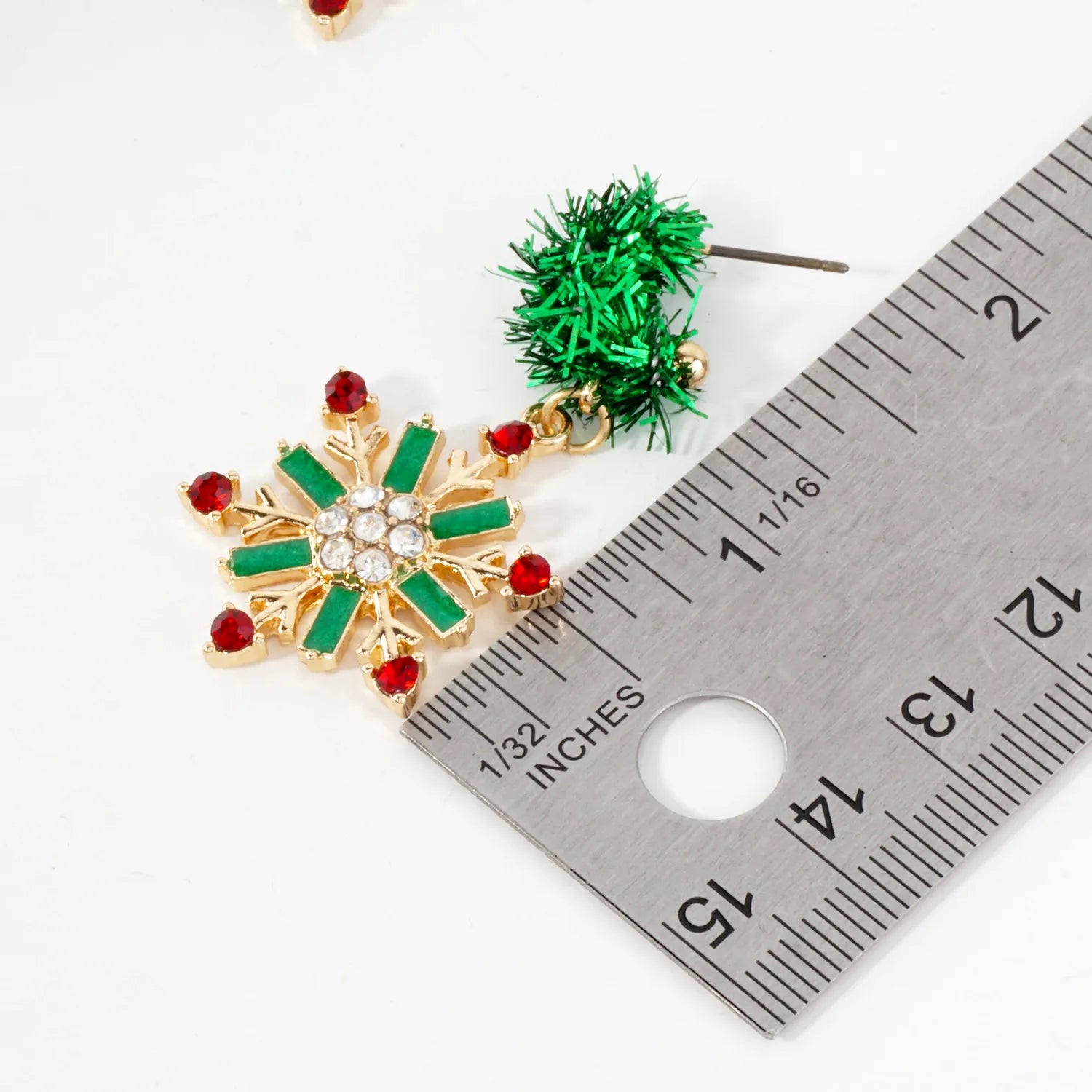Enamel Crystal Snowflake Drop 10mm Open Huggie Hoop Earrings