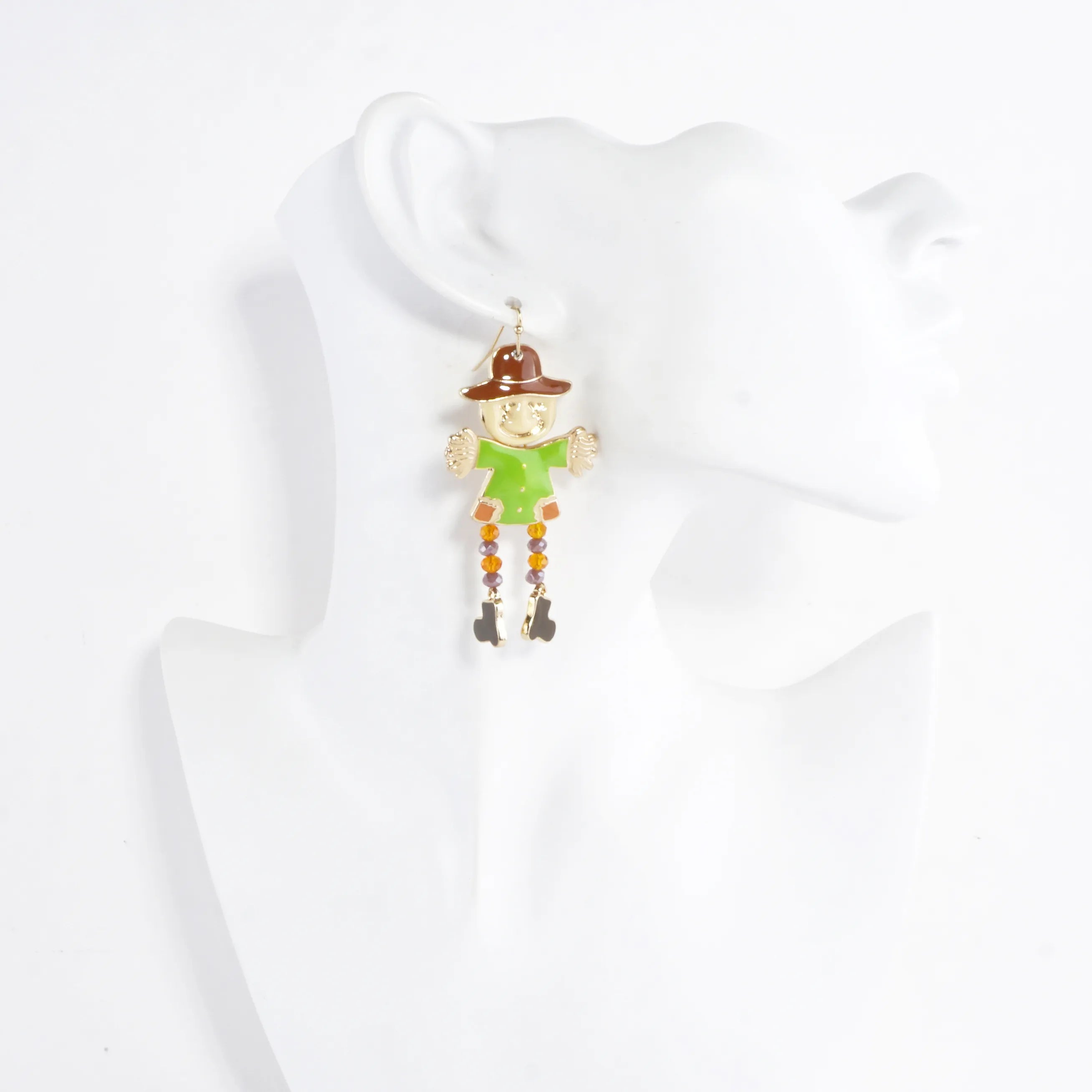 Enamel Dancing Scarecrow Dangle Earrings