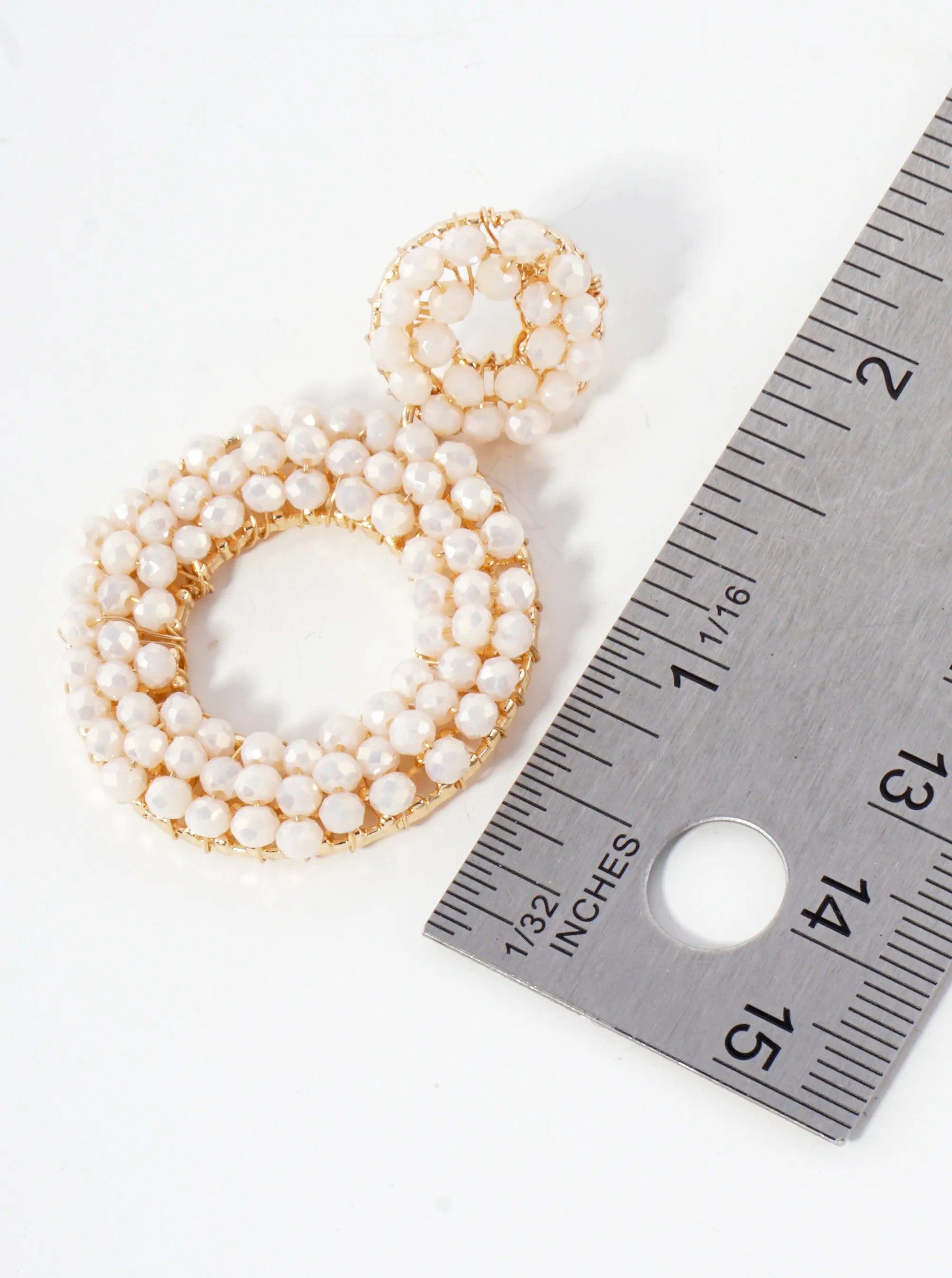 Faceted Glass-Bead Wire-Wrapped Double Circle Statement Earrings