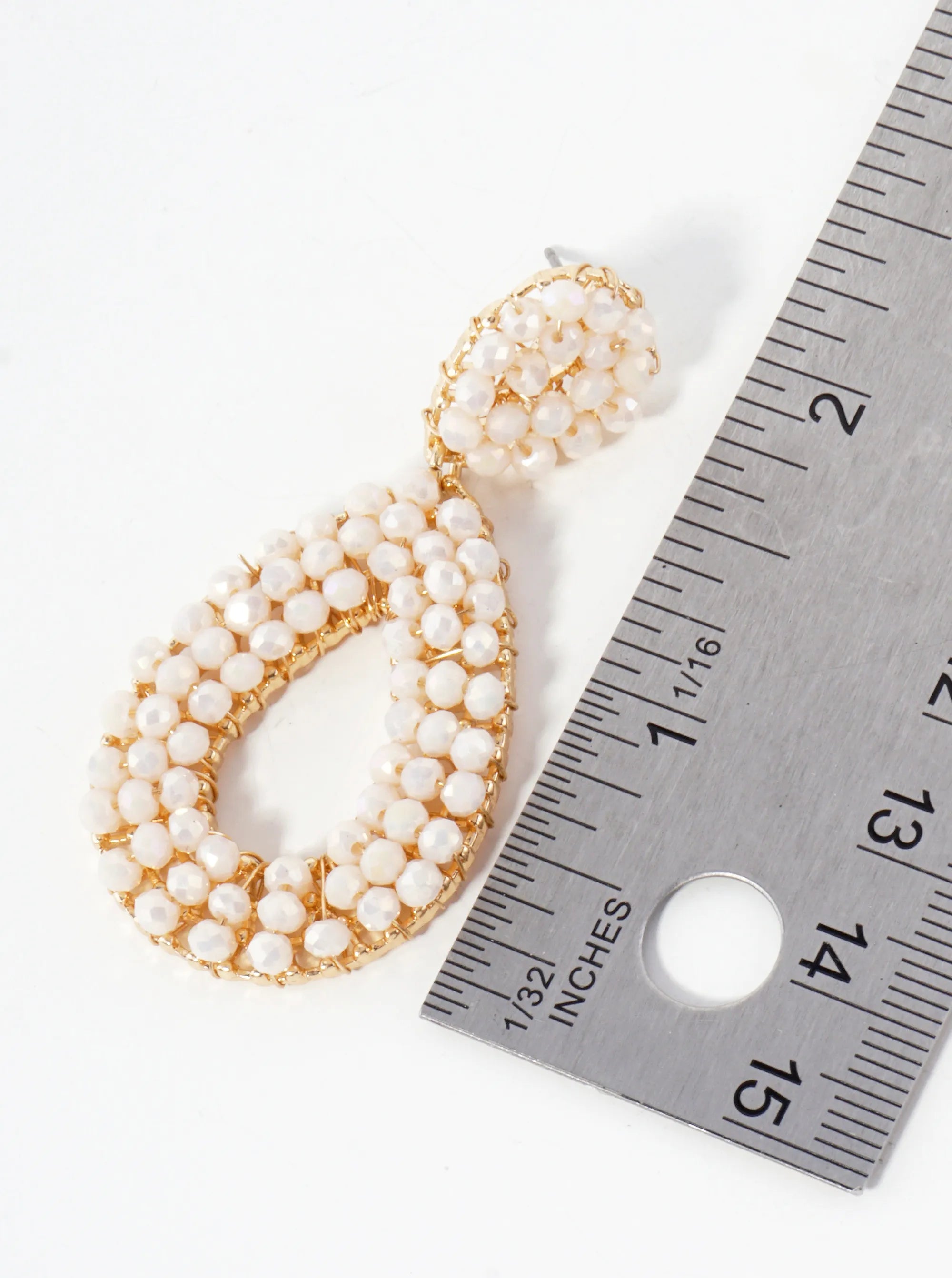 Faceted Glass-Bead Wire-Wrapped Double Teardrop Statement Earrings