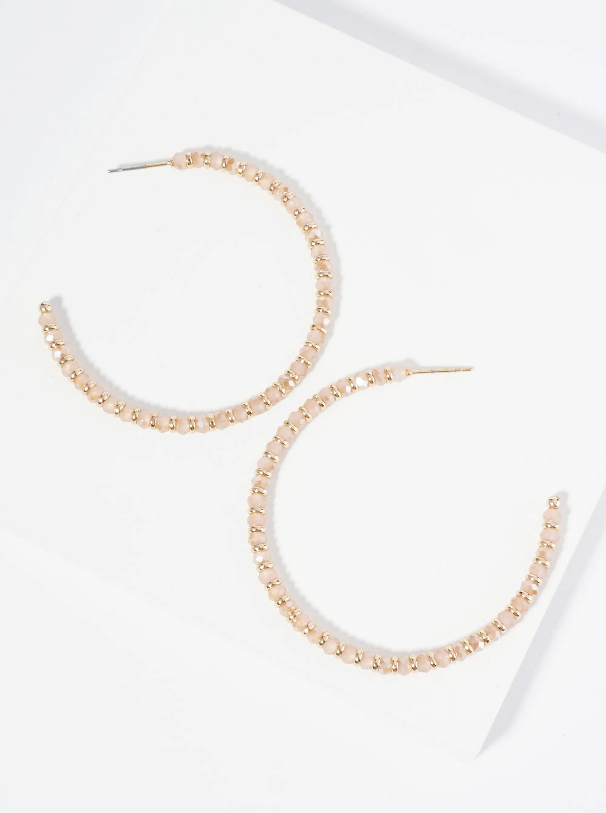 Faceted Glass Beaded 50mm Lightweight Open Hoop Earrings