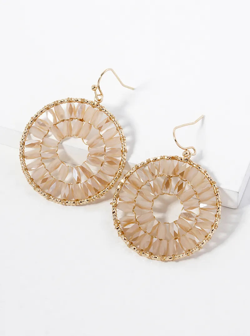 Faceted Glass Beaded Circle Drop Earrings