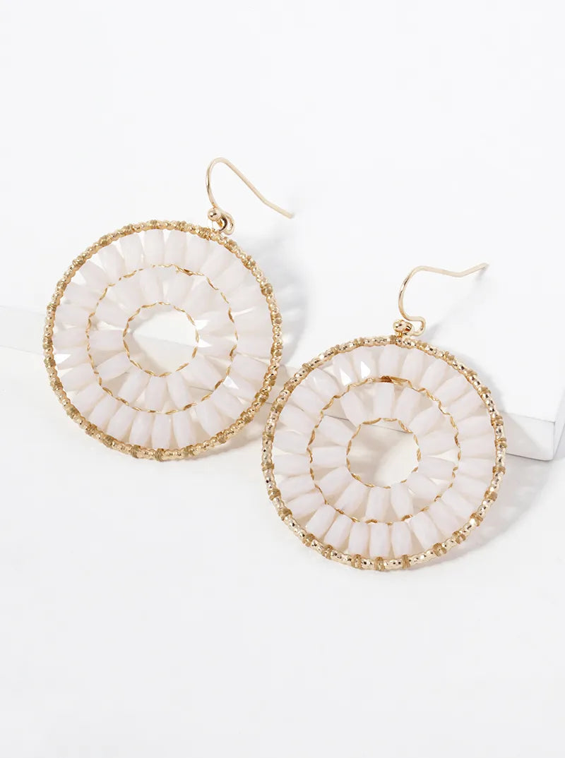 Faceted Glass Beaded Circle Drop Earrings