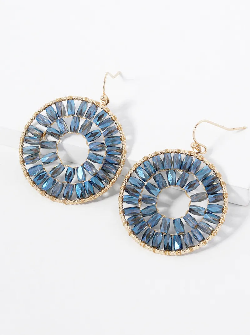 Faceted Glass Beaded Circle Drop Earrings
