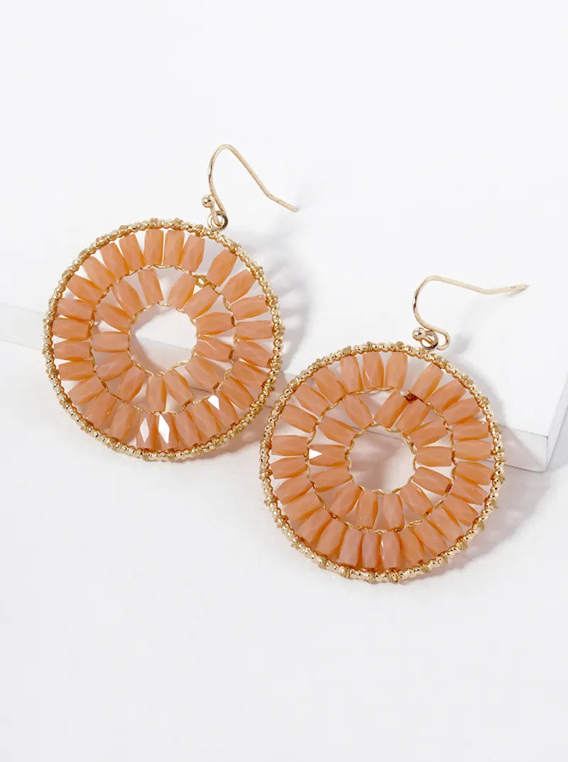 Faceted Glass Beaded Circle Drop Earrings