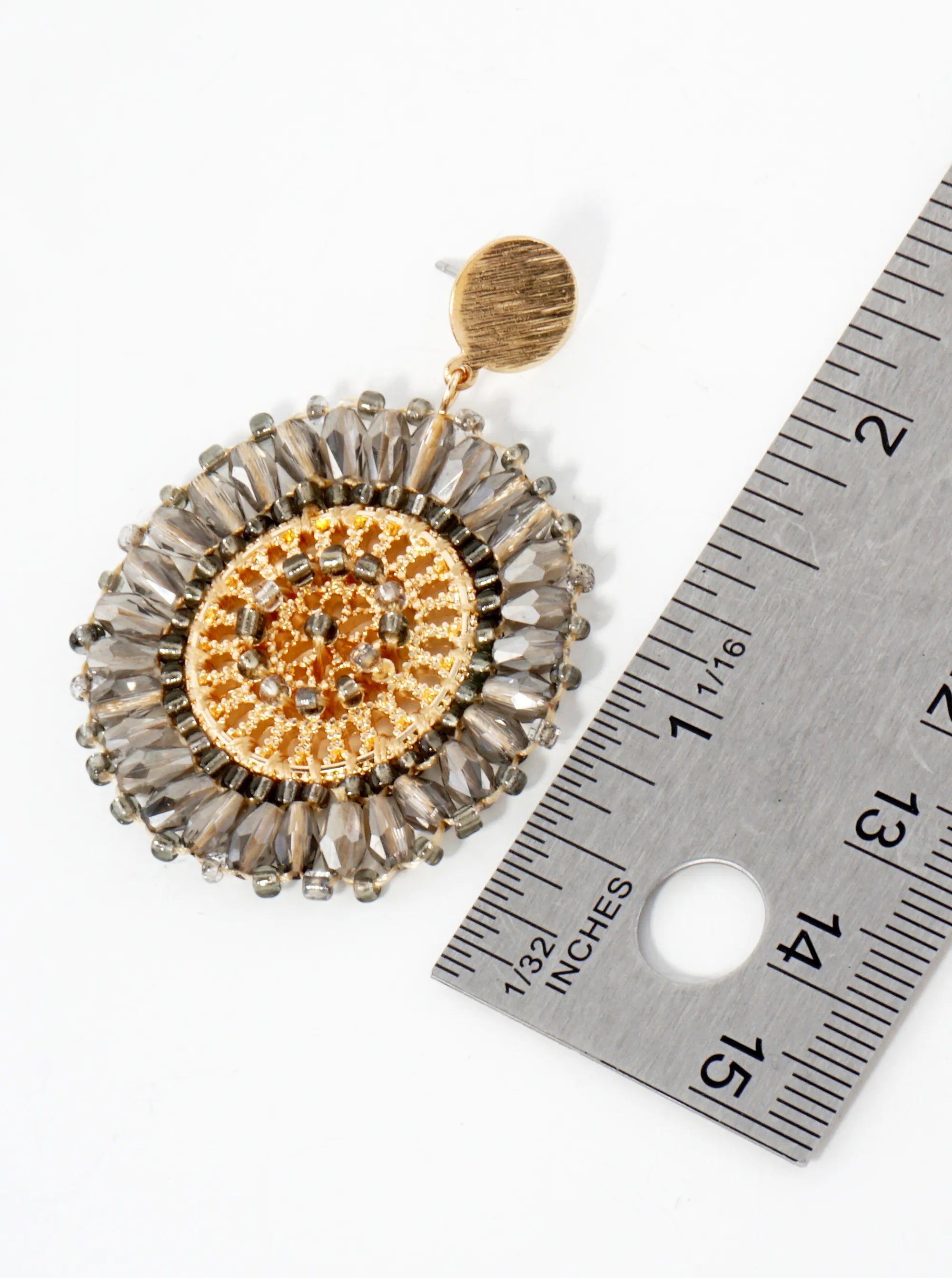 Faceted Glass-Beaded Filigree Circle Drop Earrings
