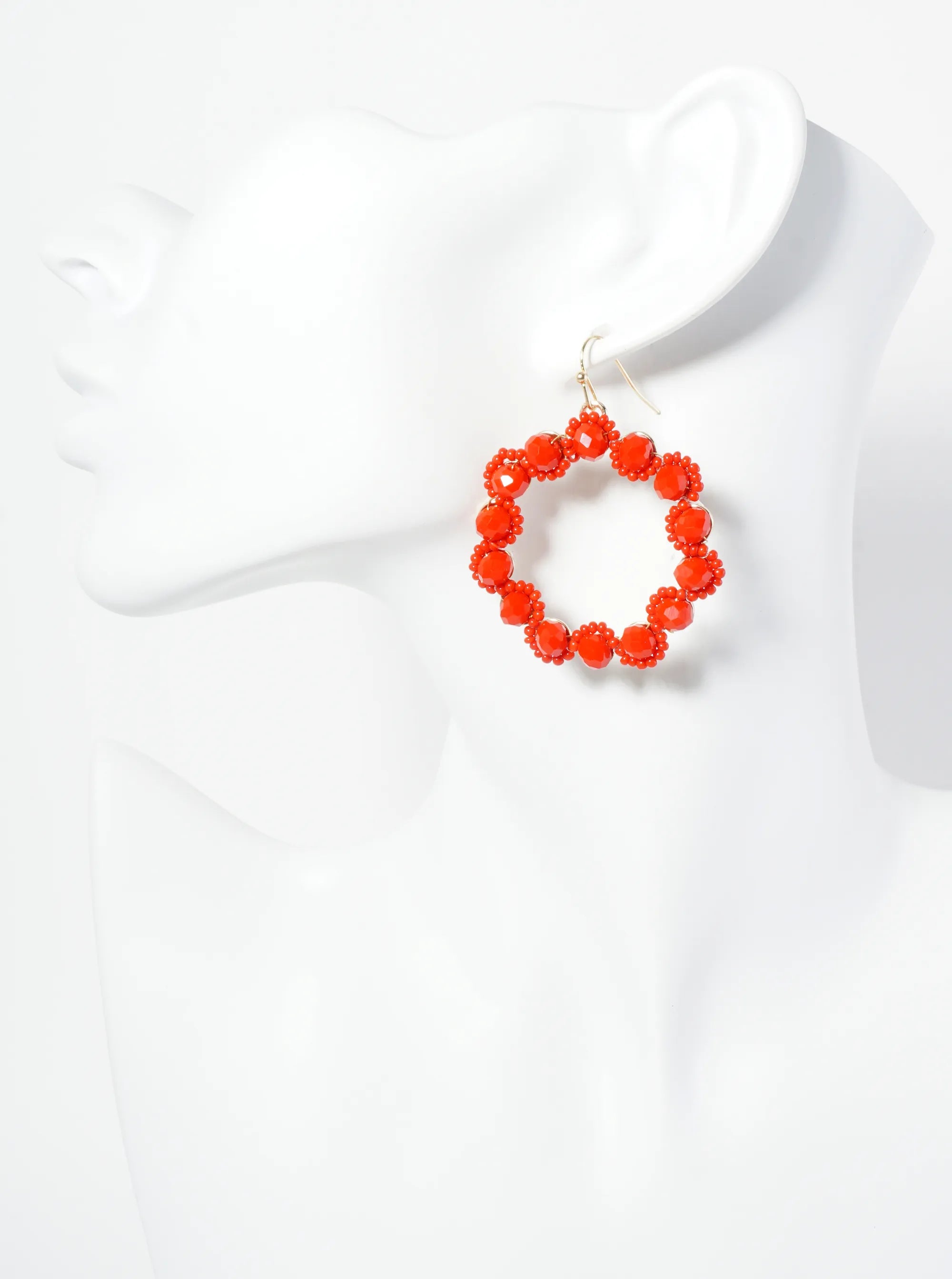 Faceted Glass Beaded Round Dangle Drop Earrings