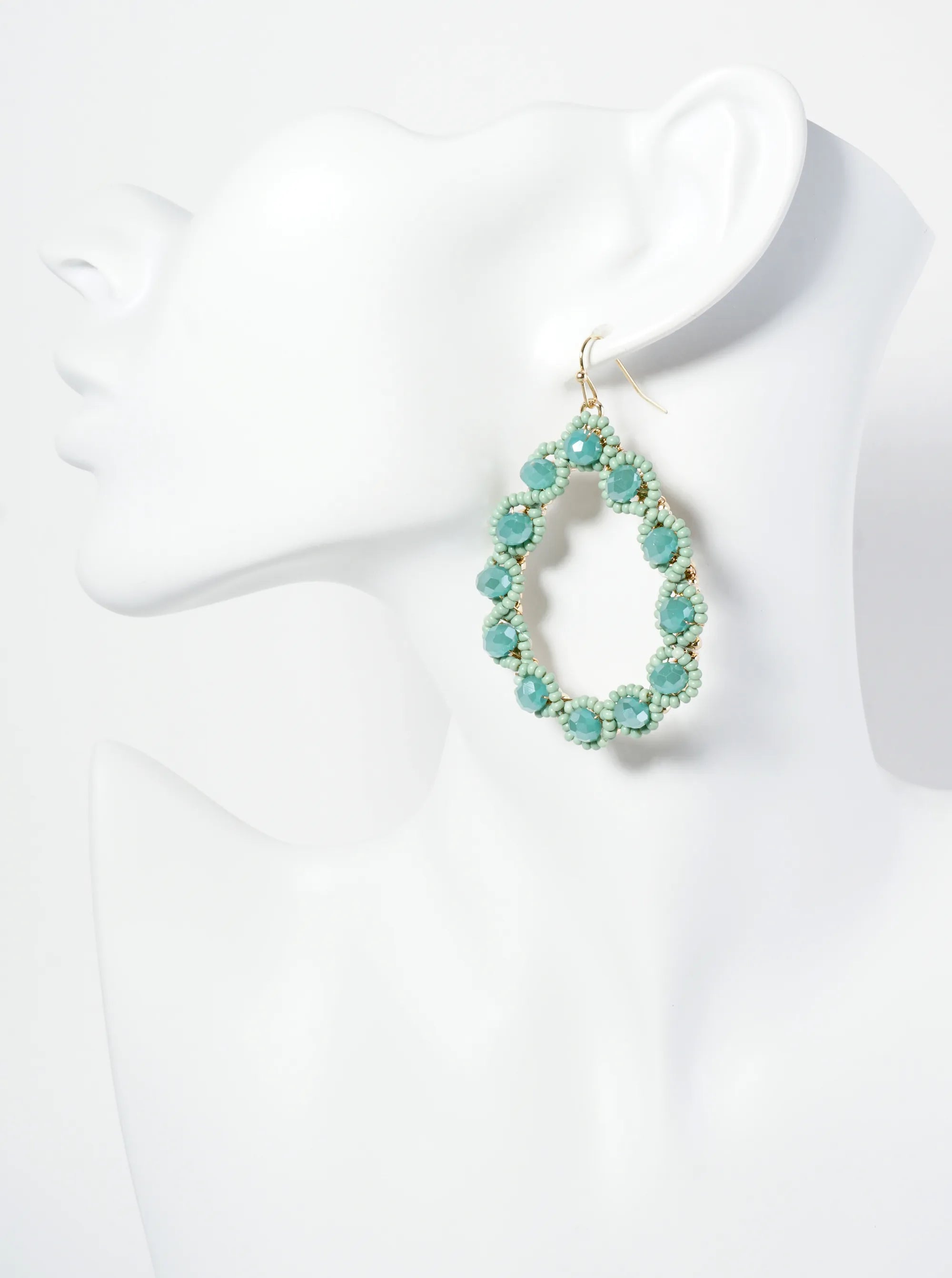 Faceted Glass Beaded Teardrop Dangle Drop Earrings