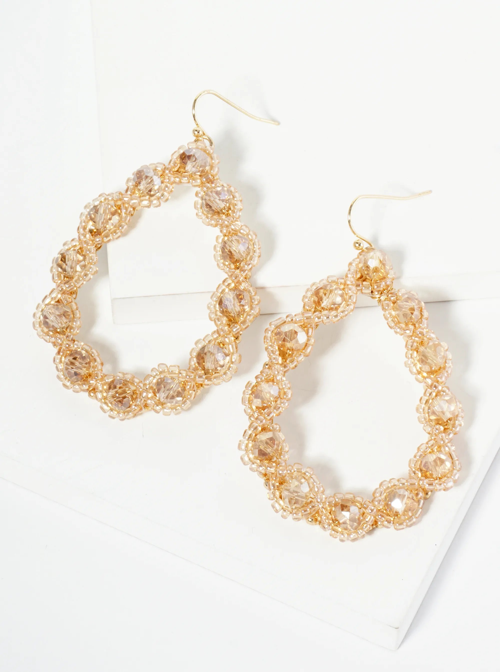 Faceted Glass Beaded Teardrop Dangle Drop Earrings
