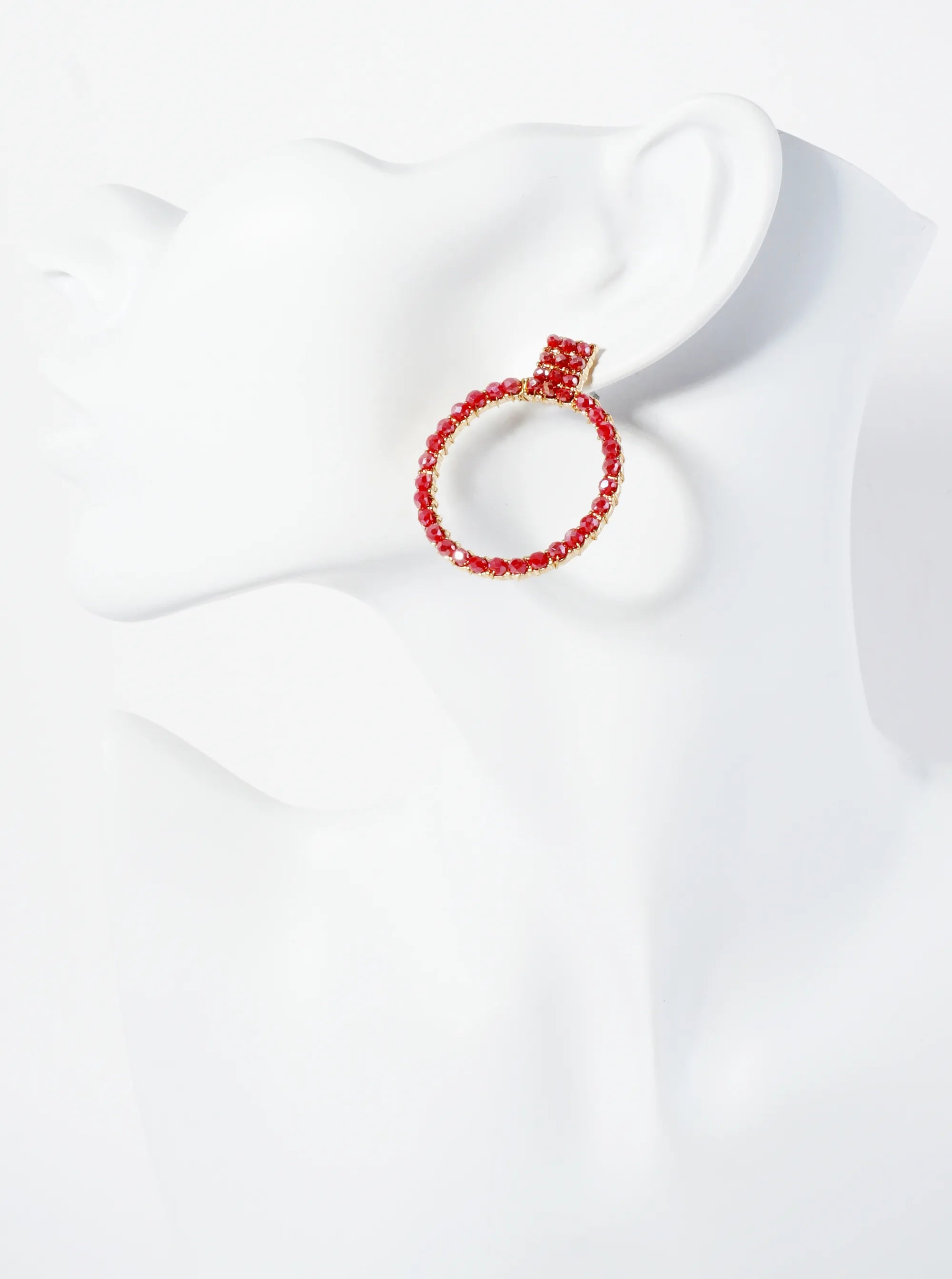 Faceted Glass Beads Wire Wrapped Door Knocker Design Post Earrings