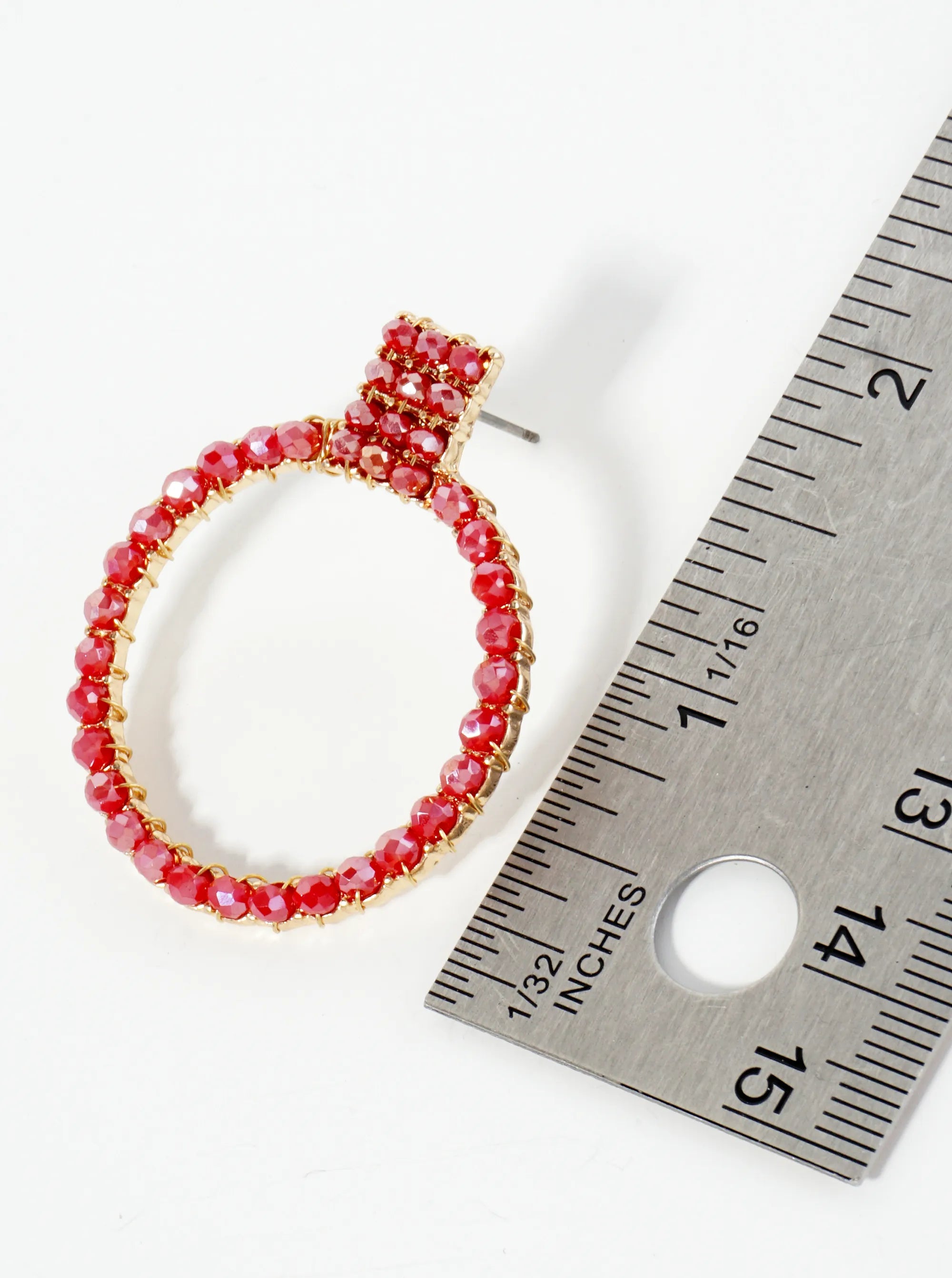 Faceted Glass Beads Wire Wrapped Door Knocker Design Post Earrings