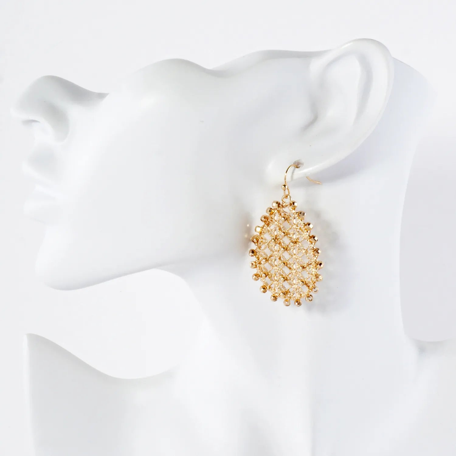 Faceted Metallic Beads Wired Filigree Teardrop Dangle Earrings