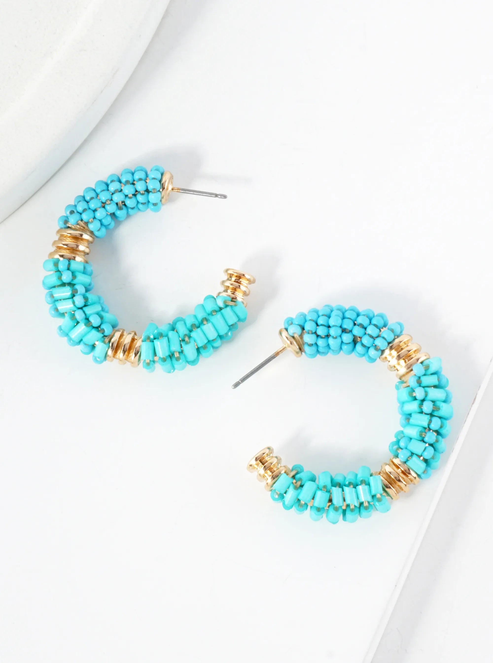 Glass-Beaded 30mm Open Hoop Earrings