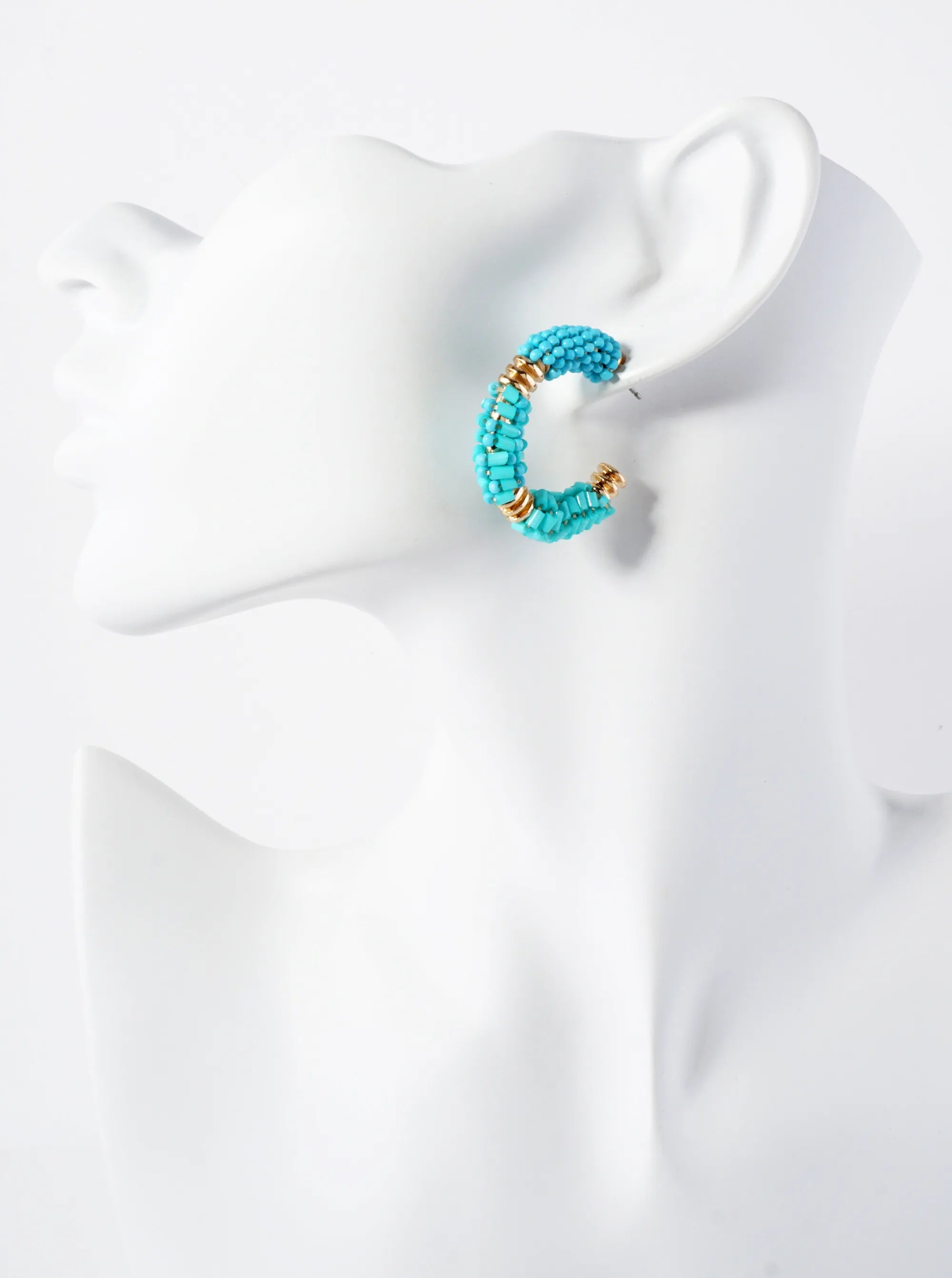 Glass-Beaded 30mm Open Hoop Earrings
