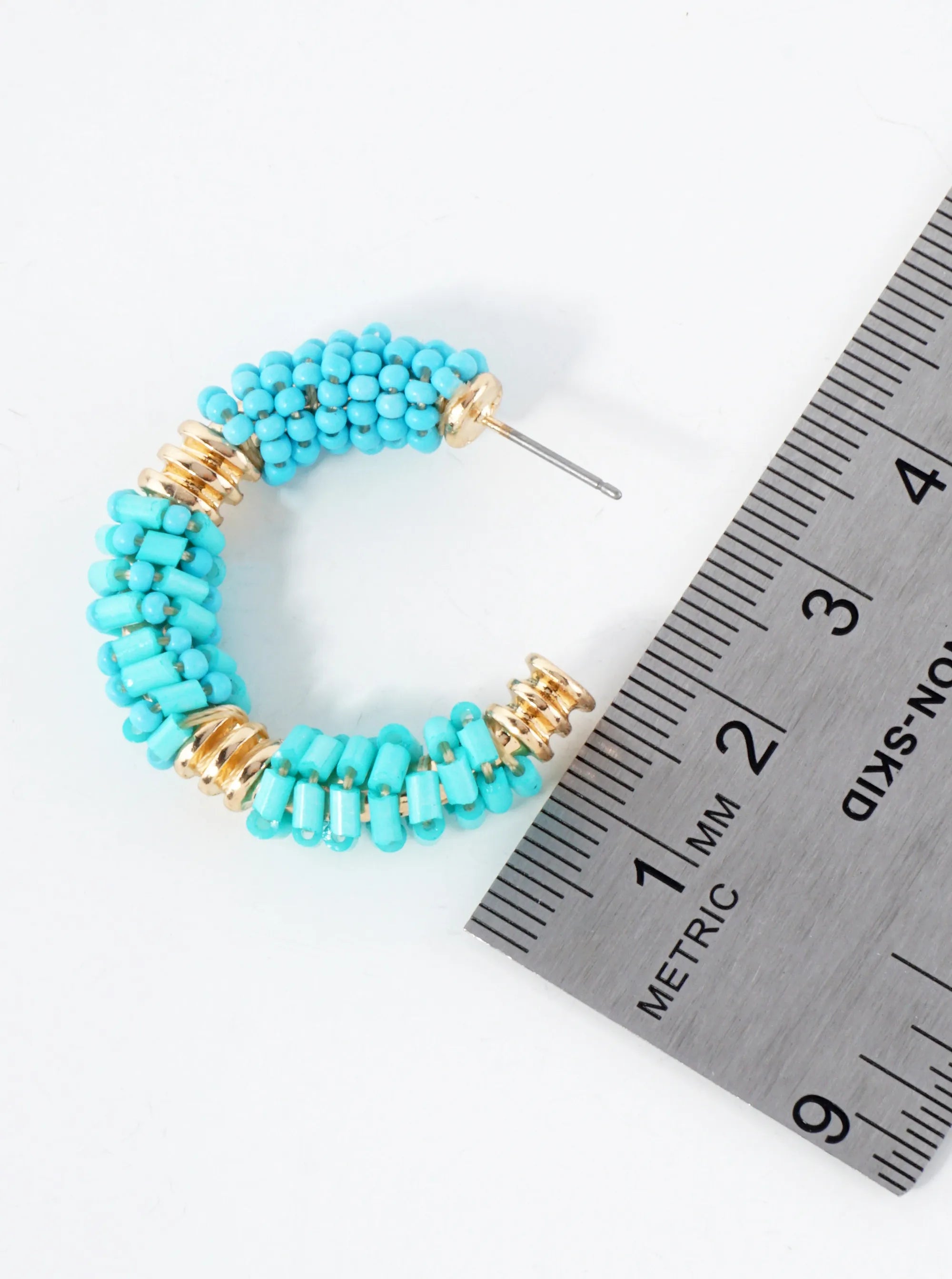 Glass-Beaded 30mm Open Hoop Earrings
