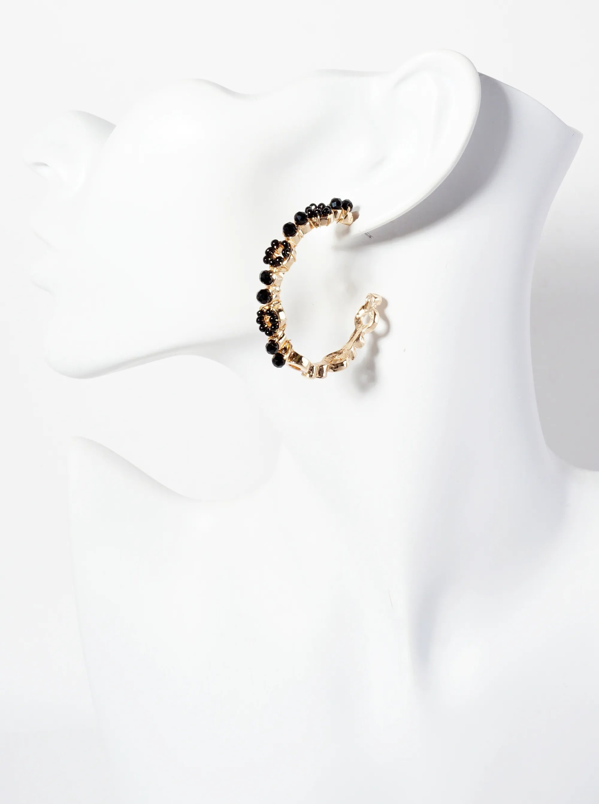 Glass-Beaded 40mm Open Hoop Earrings