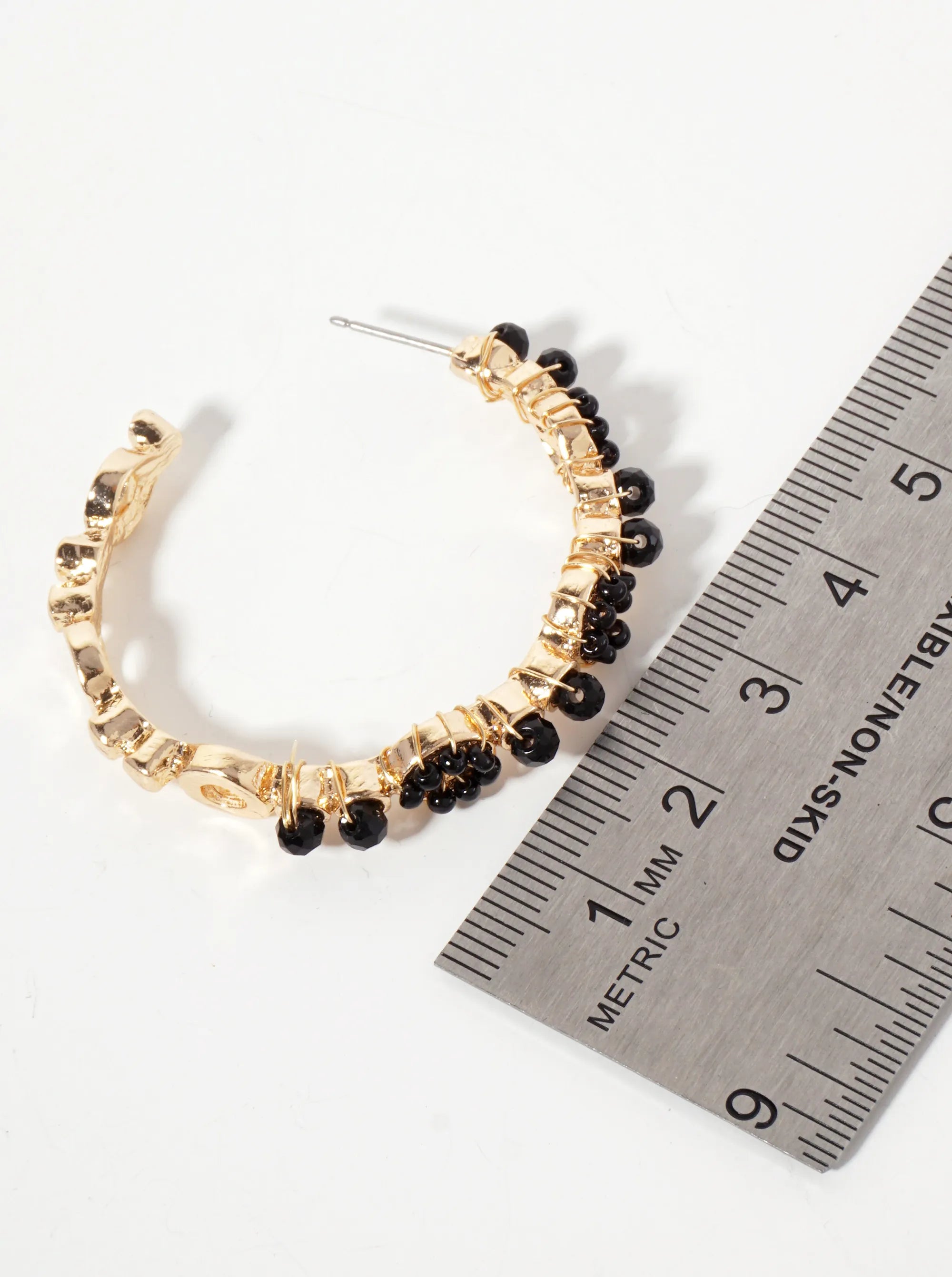 Glass-Beaded 40mm Open Hoop Earrings