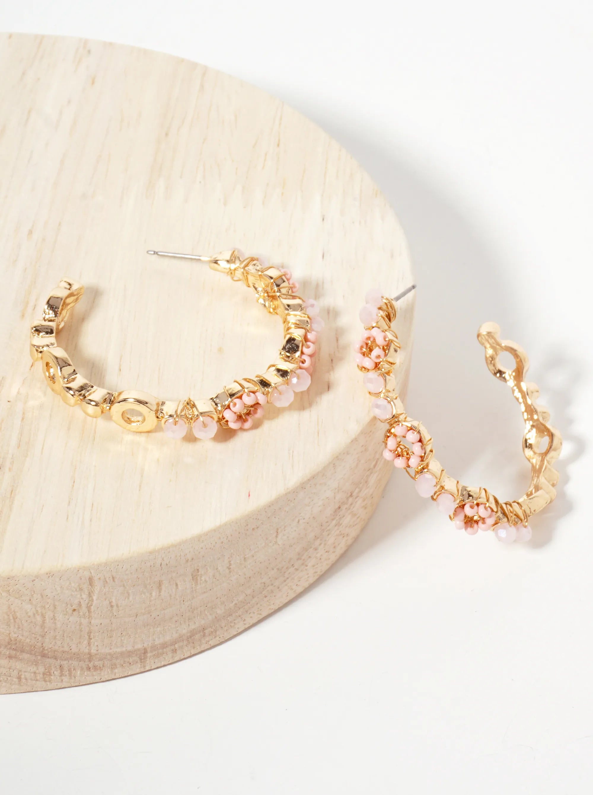 Glass-Beaded 40mm Open Hoop Earrings