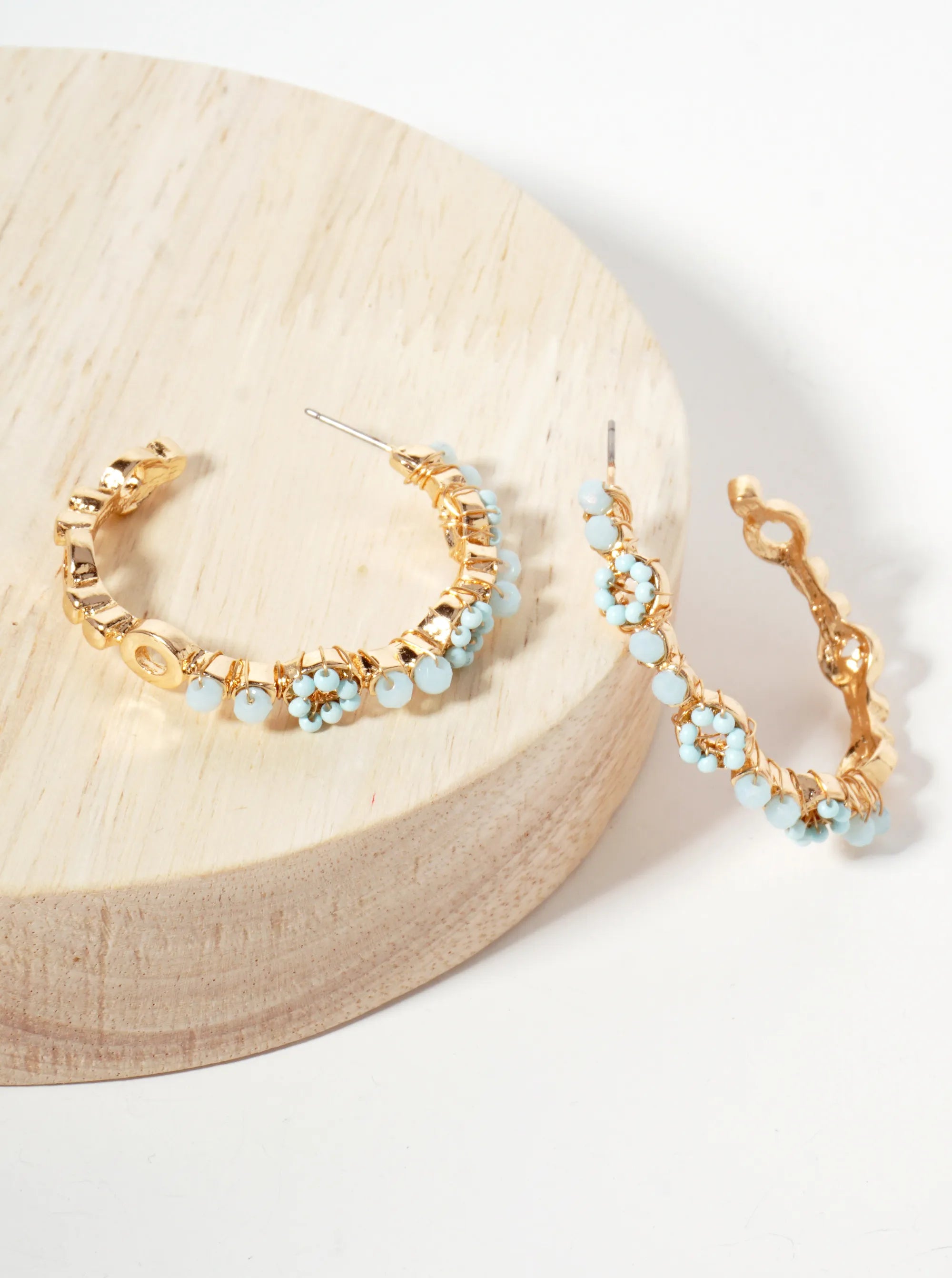 Glass-Beaded 40mm Open Hoop Earrings