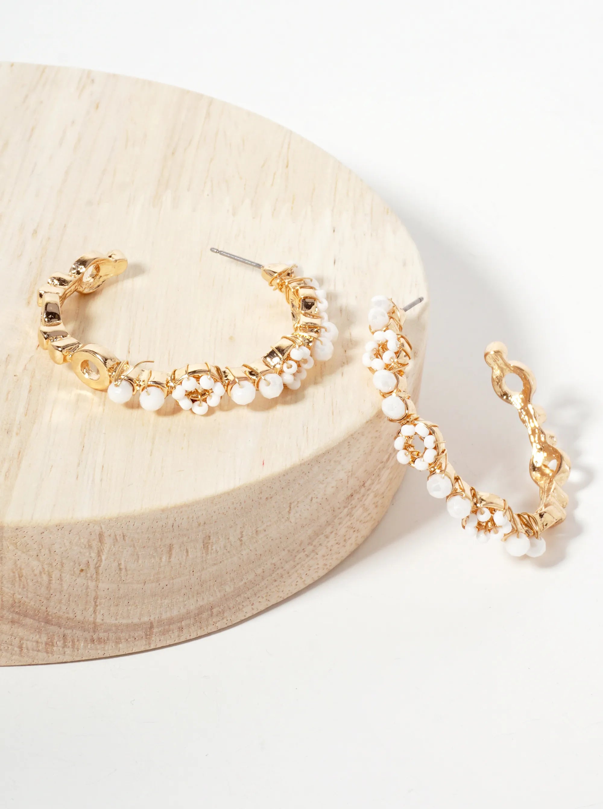 Glass-Beaded 40mm Open Hoop Earrings