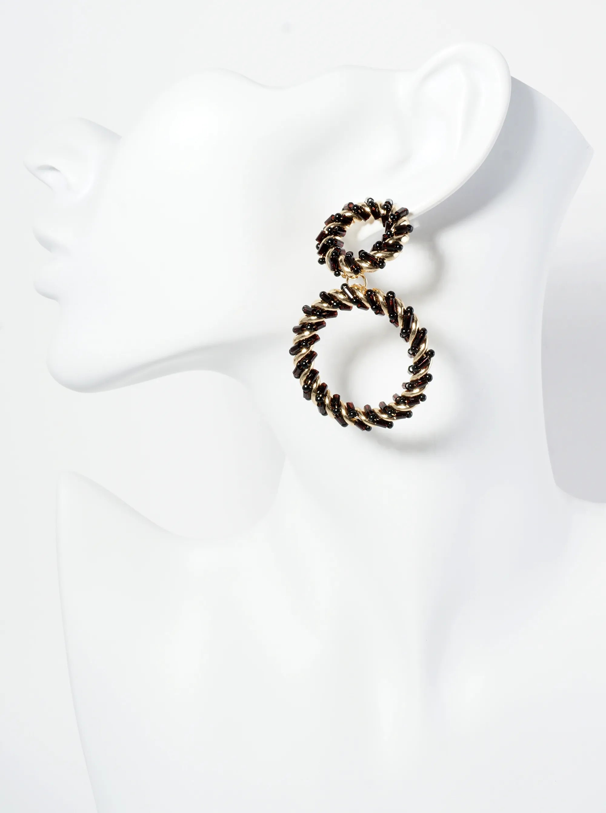 Glass Beaded Double Circle Drop Post Earrings