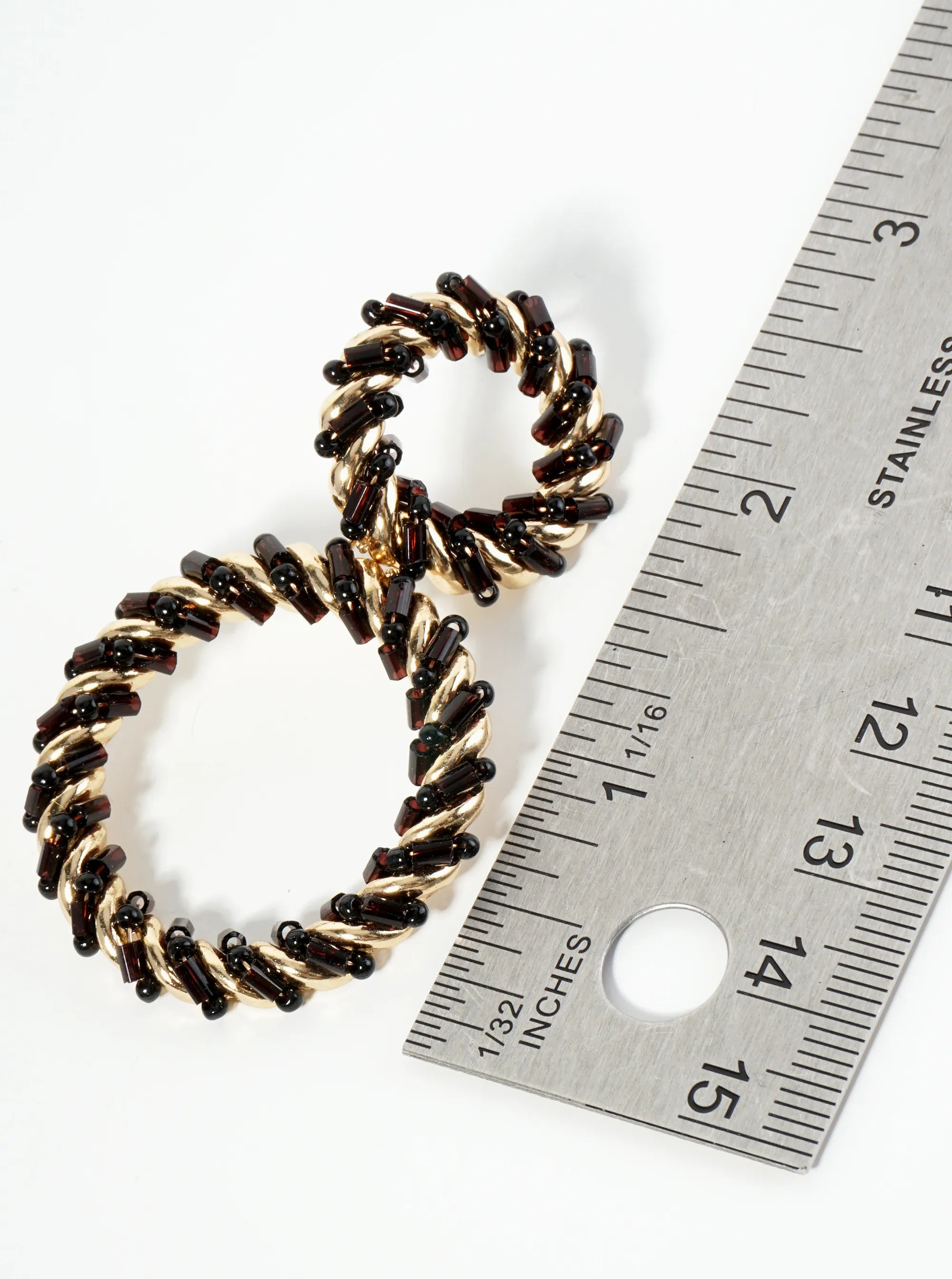 Glass Beaded Double Circle Drop Post Earrings
